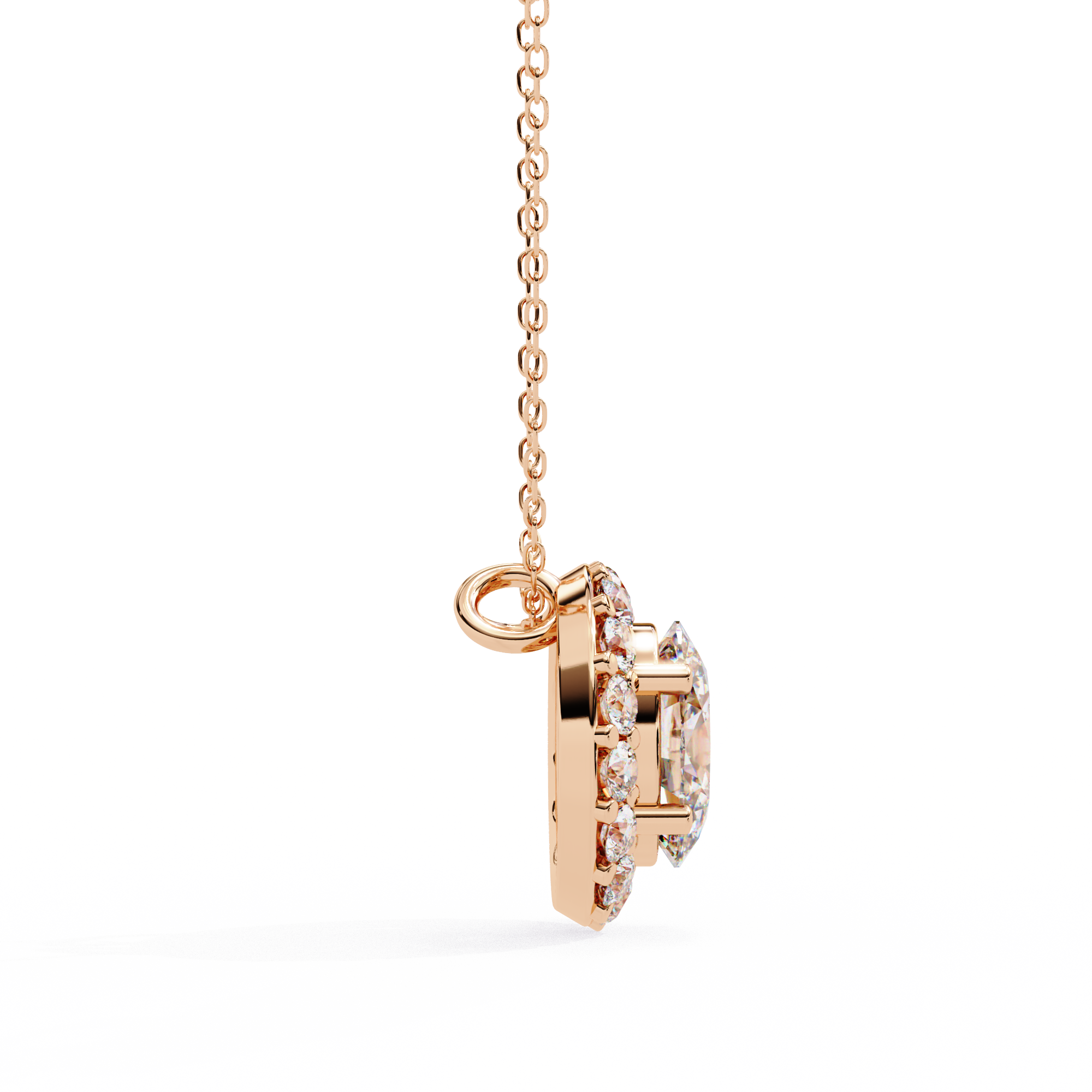 Oval Diamond Double Halo Pendant