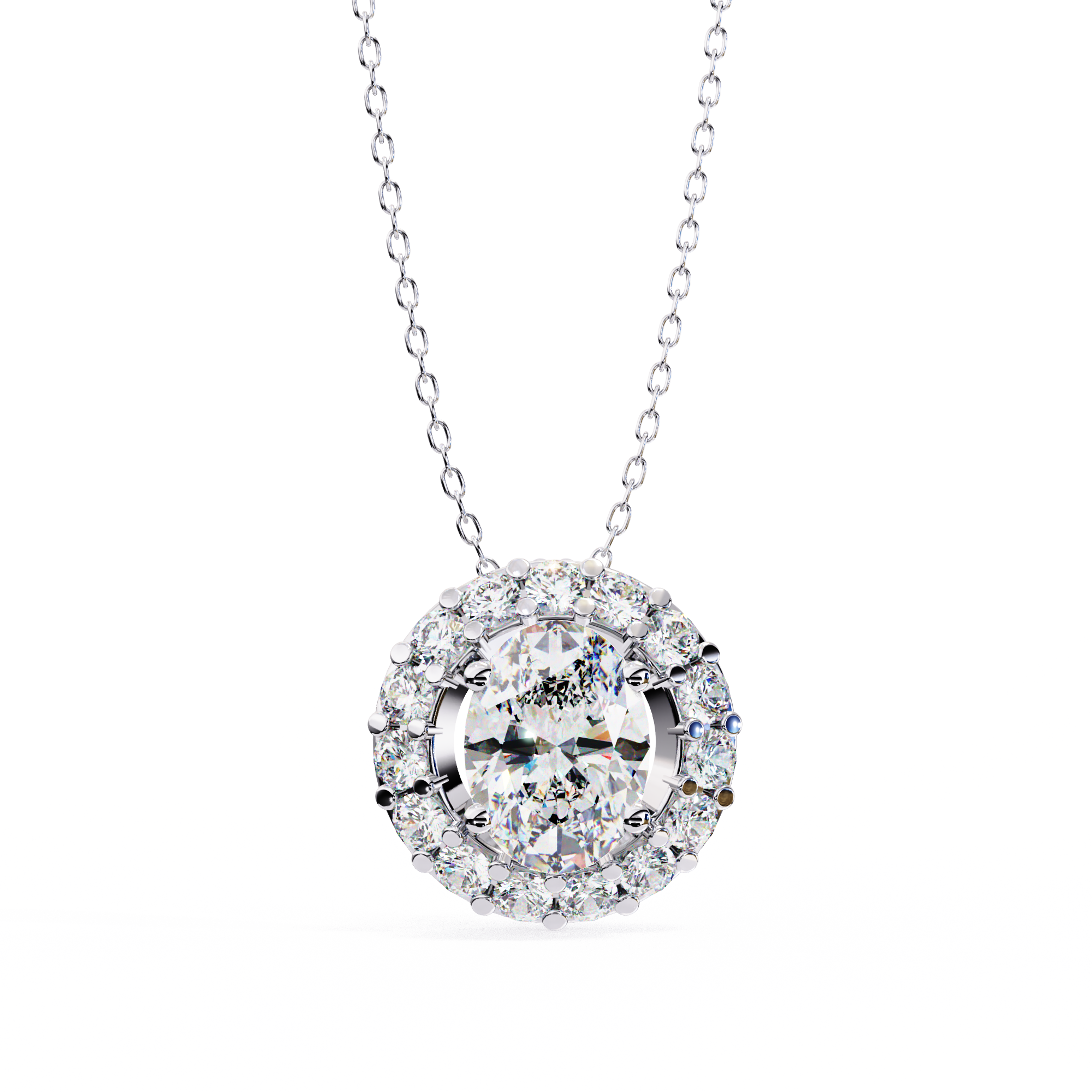 Oval Diamond Double Halo Pendant
