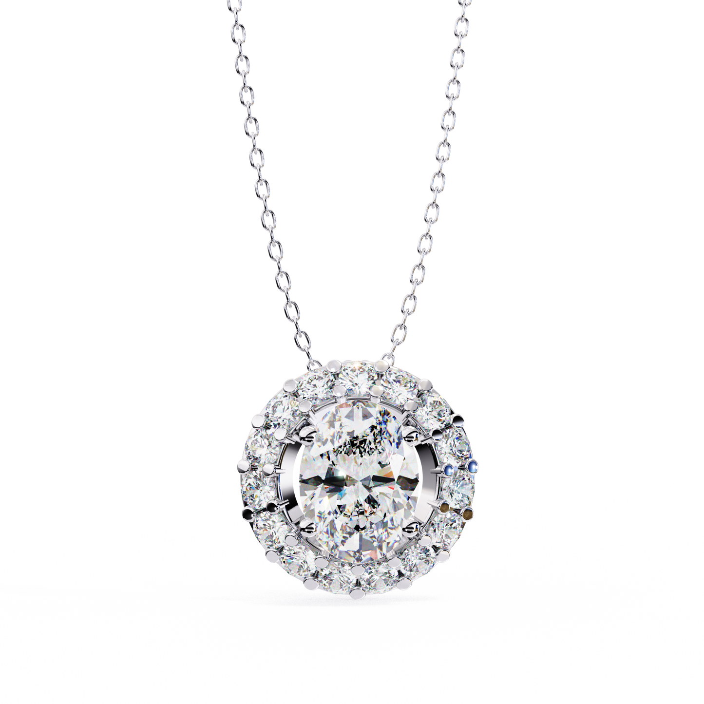 Oval Diamond Double Halo Pendant