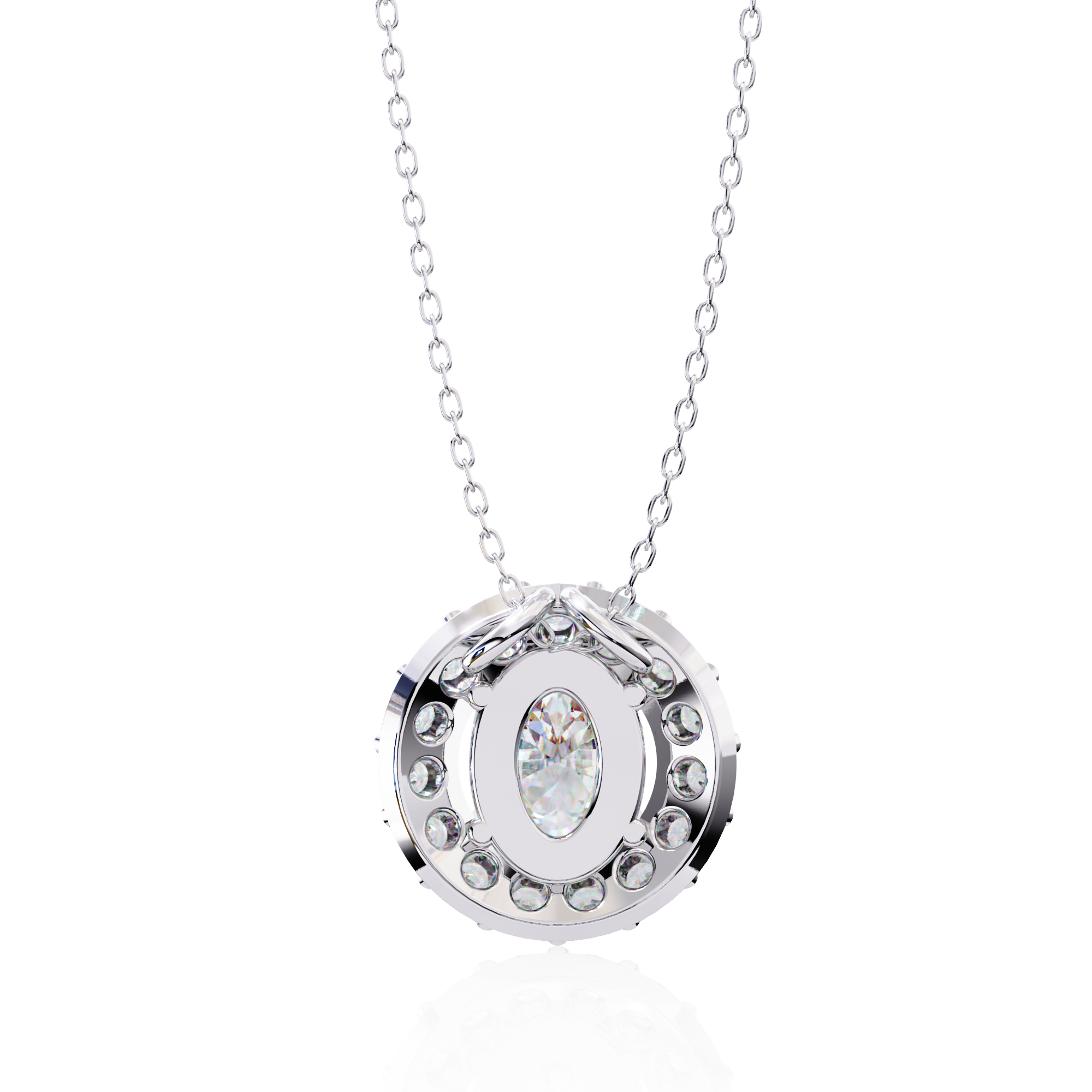 Oval Diamond Double Halo Pendant