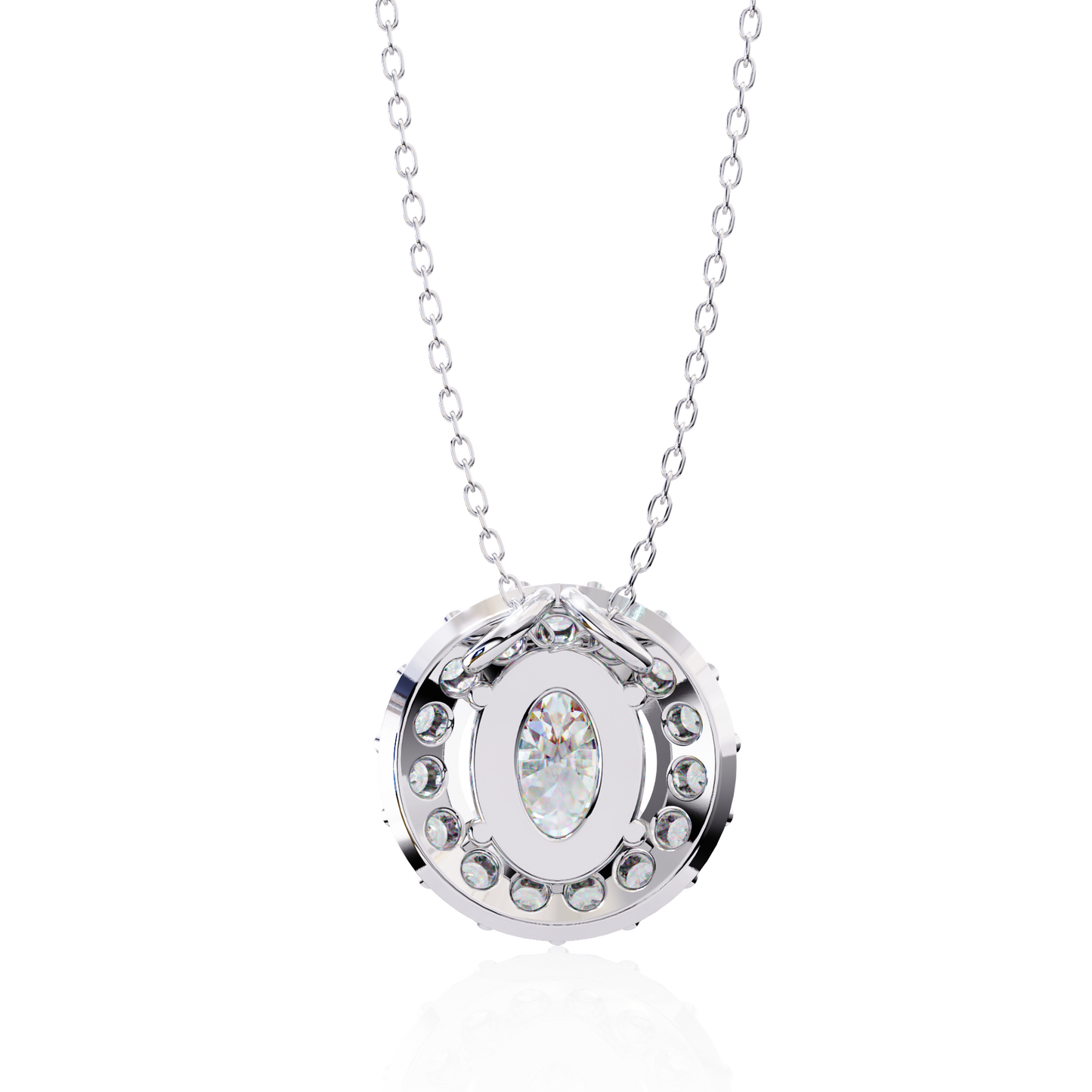 Oval Diamond Double Halo Pendant