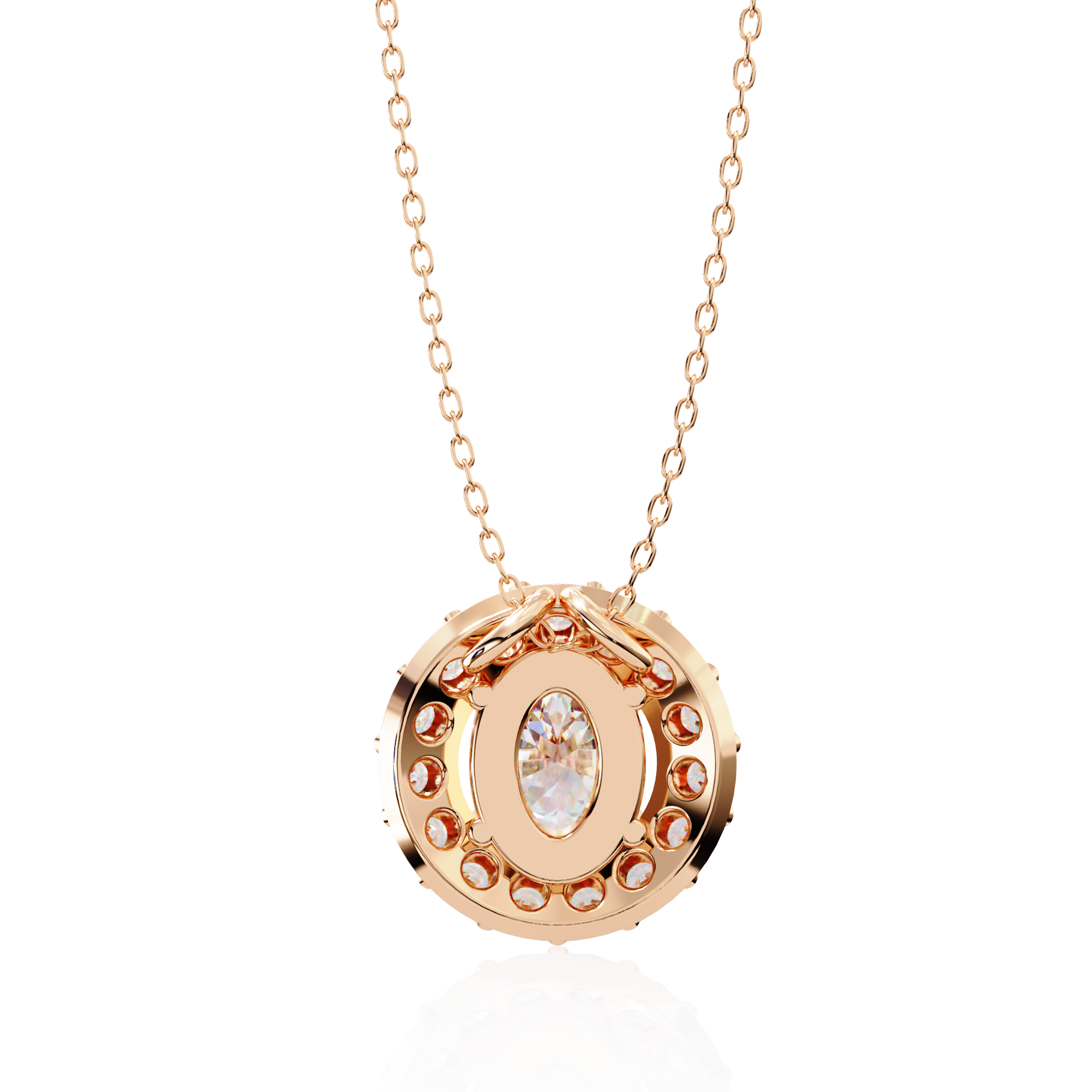 Oval Diamond Double Halo Pendant