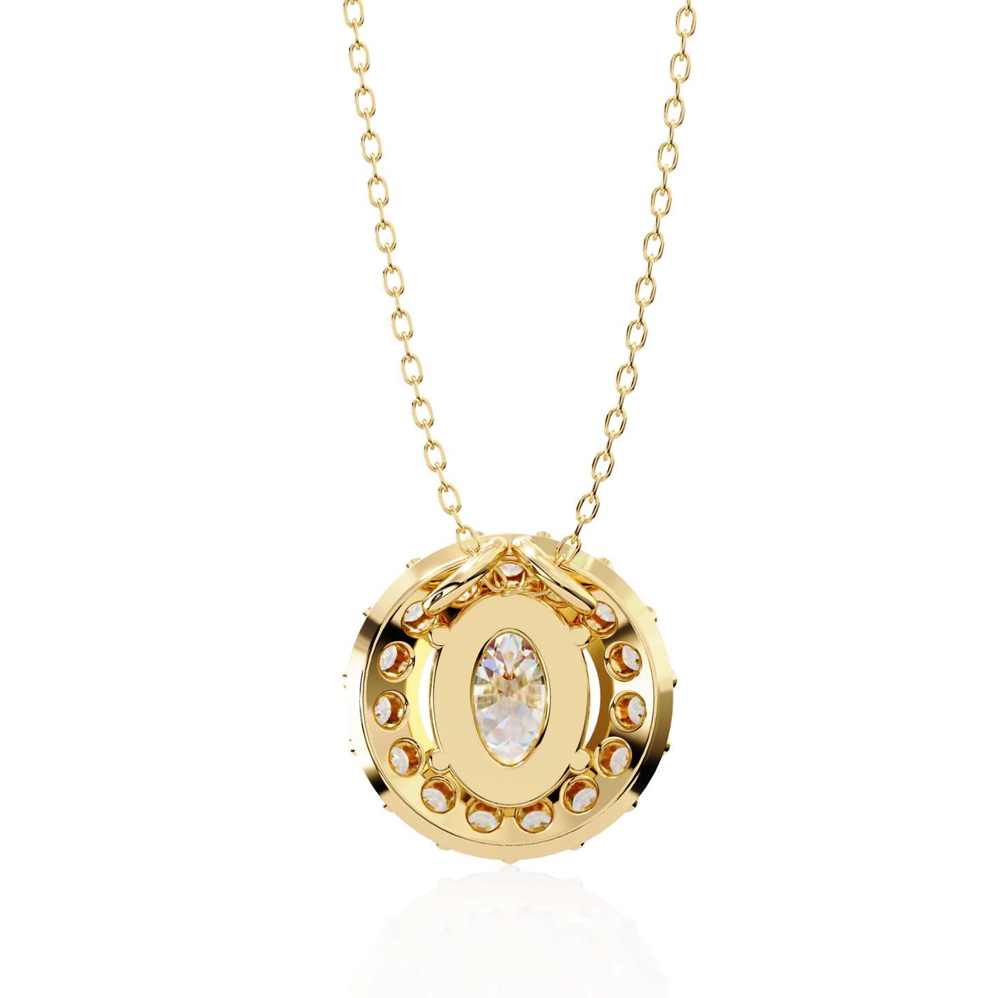 Oval Diamond Double Halo Pendant