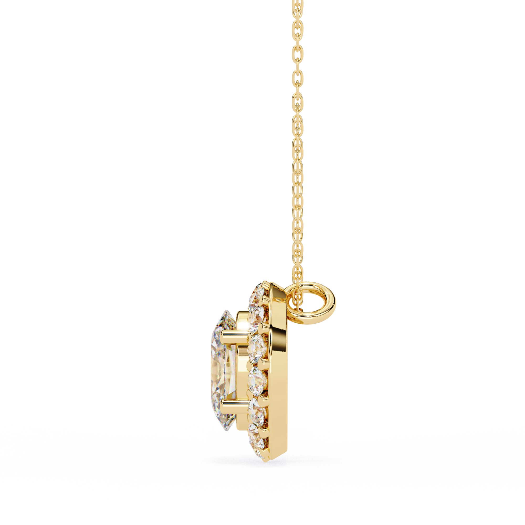 Oval Diamond Double Halo Pendant