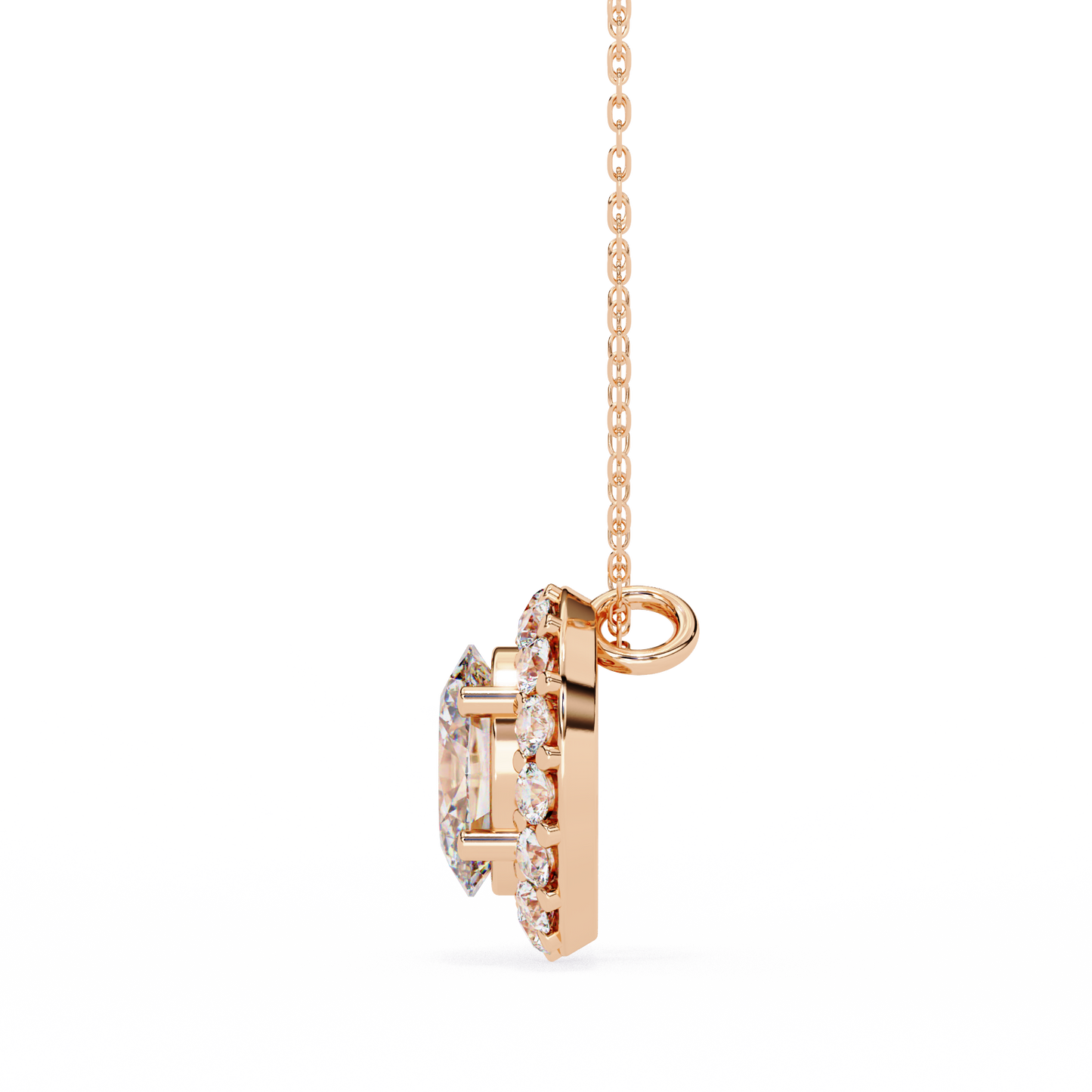 Oval Diamond Double Halo Pendant