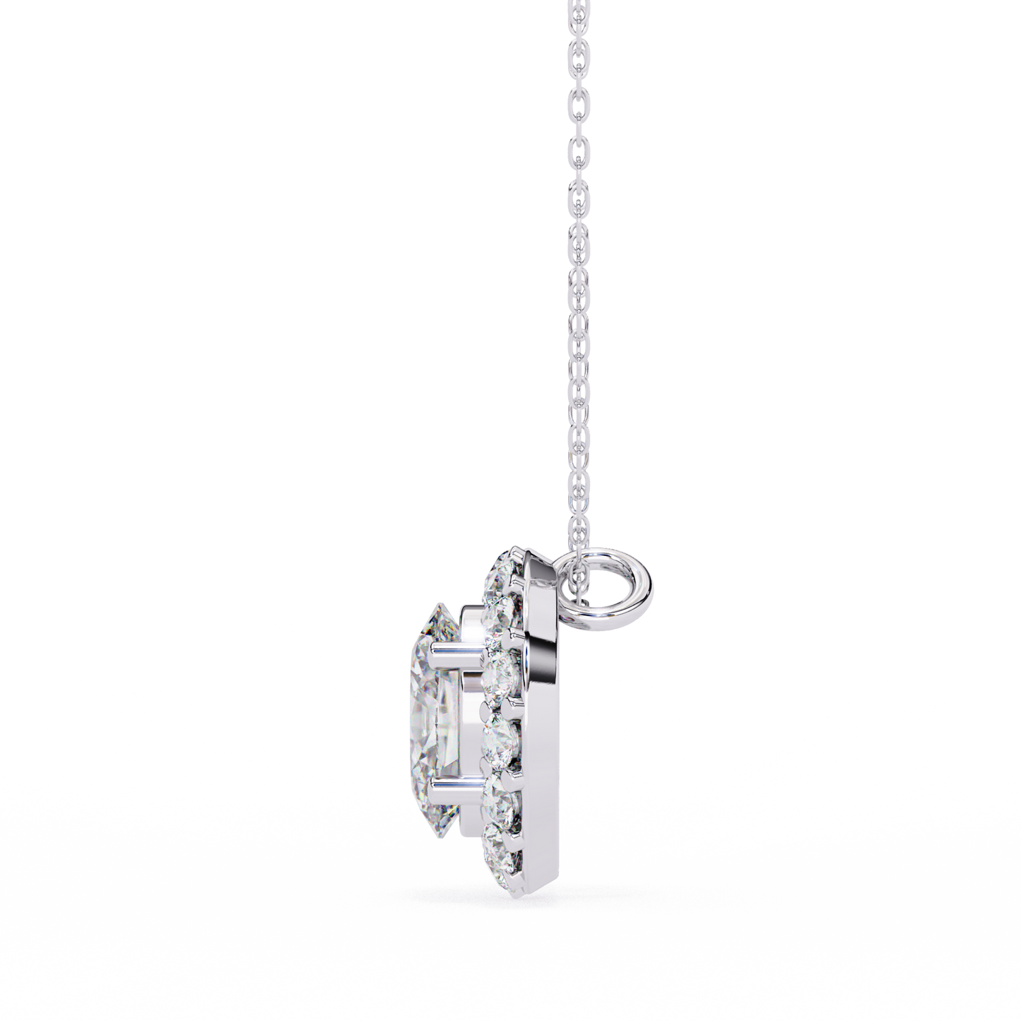 Oval Diamond Double Halo Pendant