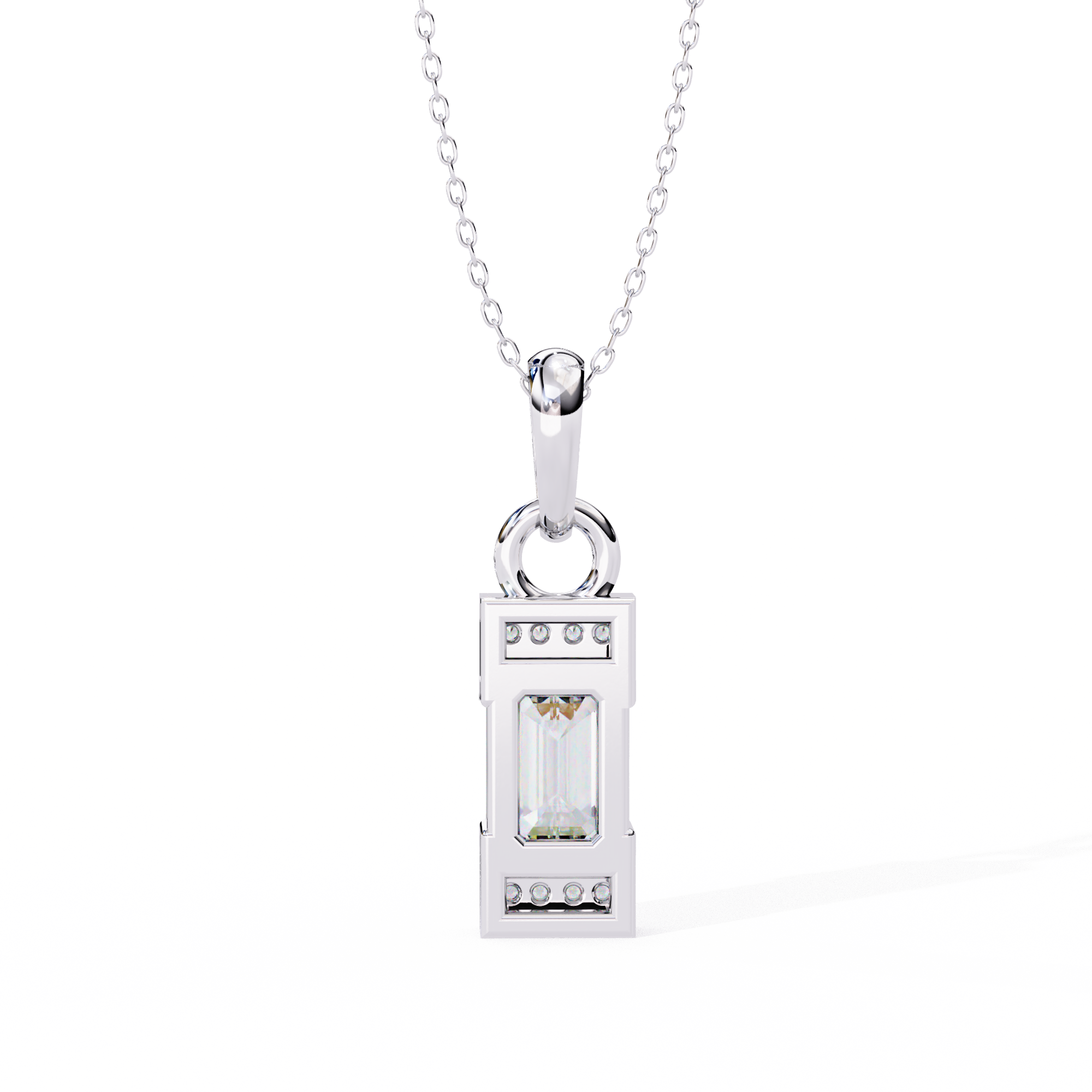 Emerald Cut Bar Accent Pendant