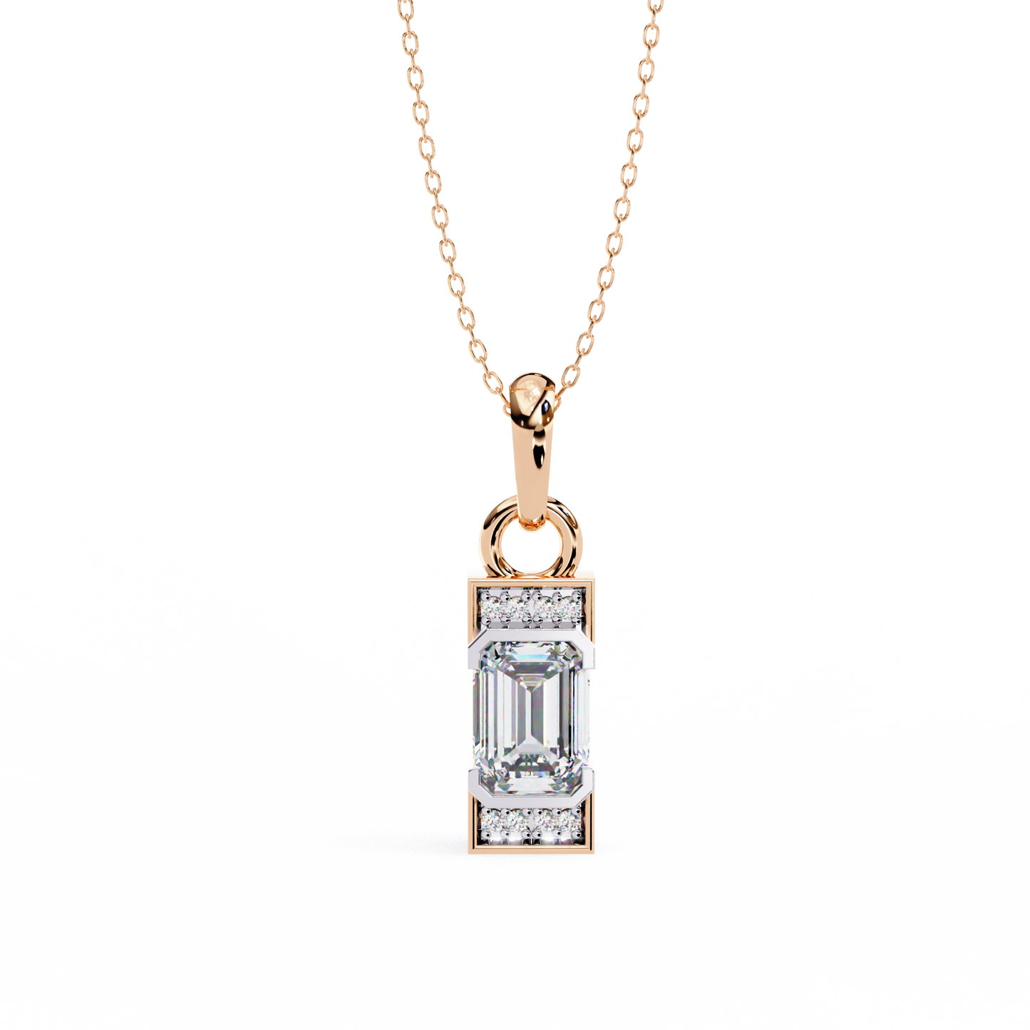Emerald Cut Bar Accent Pendant
