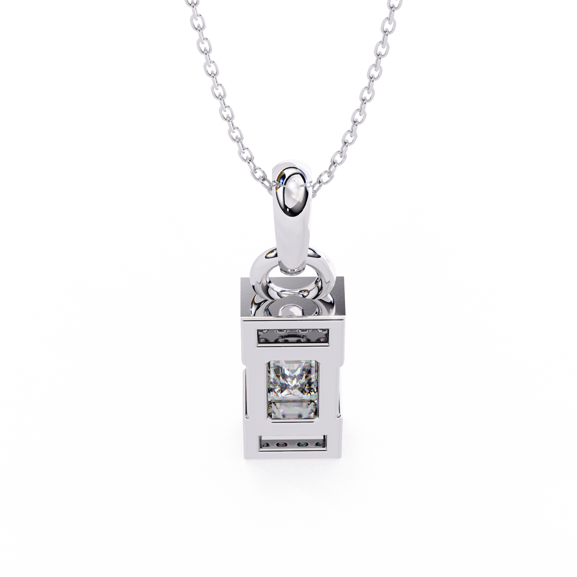 Emerald Cut Bar Accent Pendant