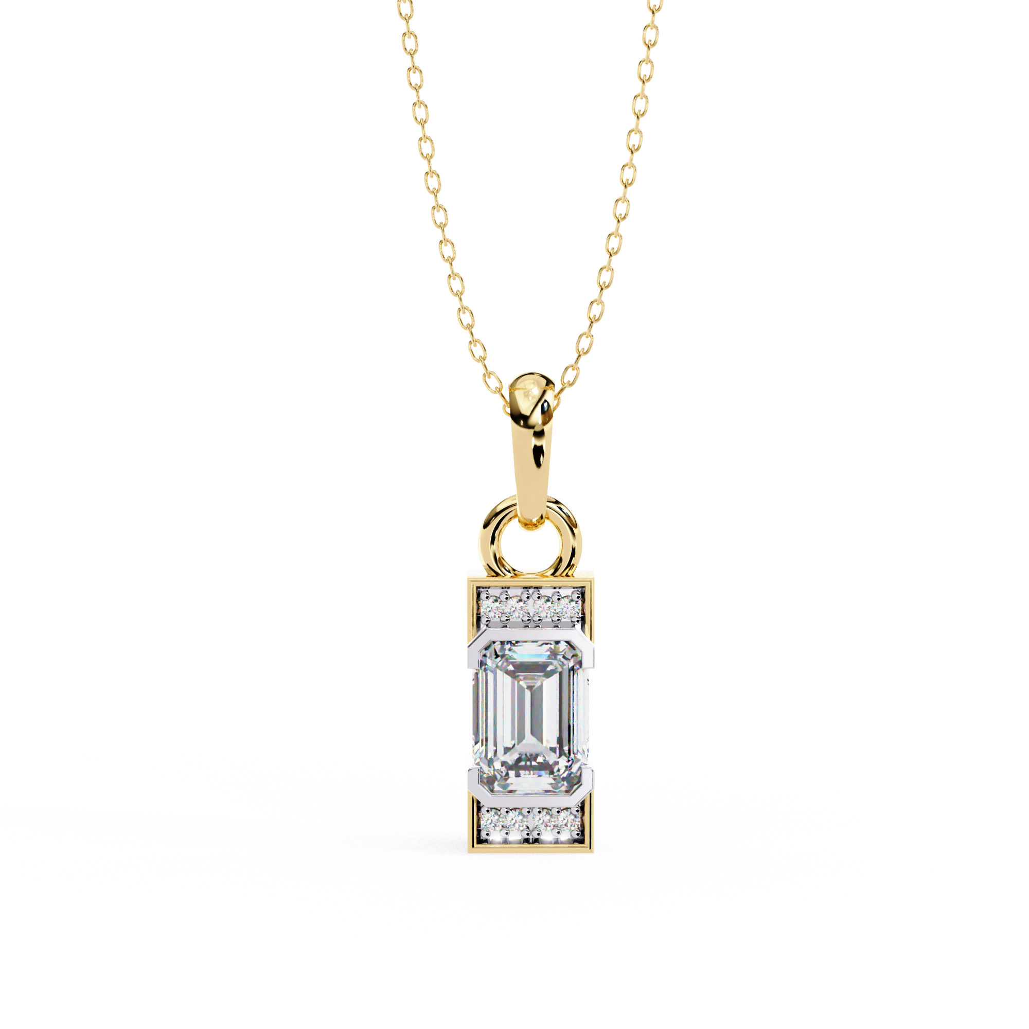 Emerald Cut Bar Accent Pendant