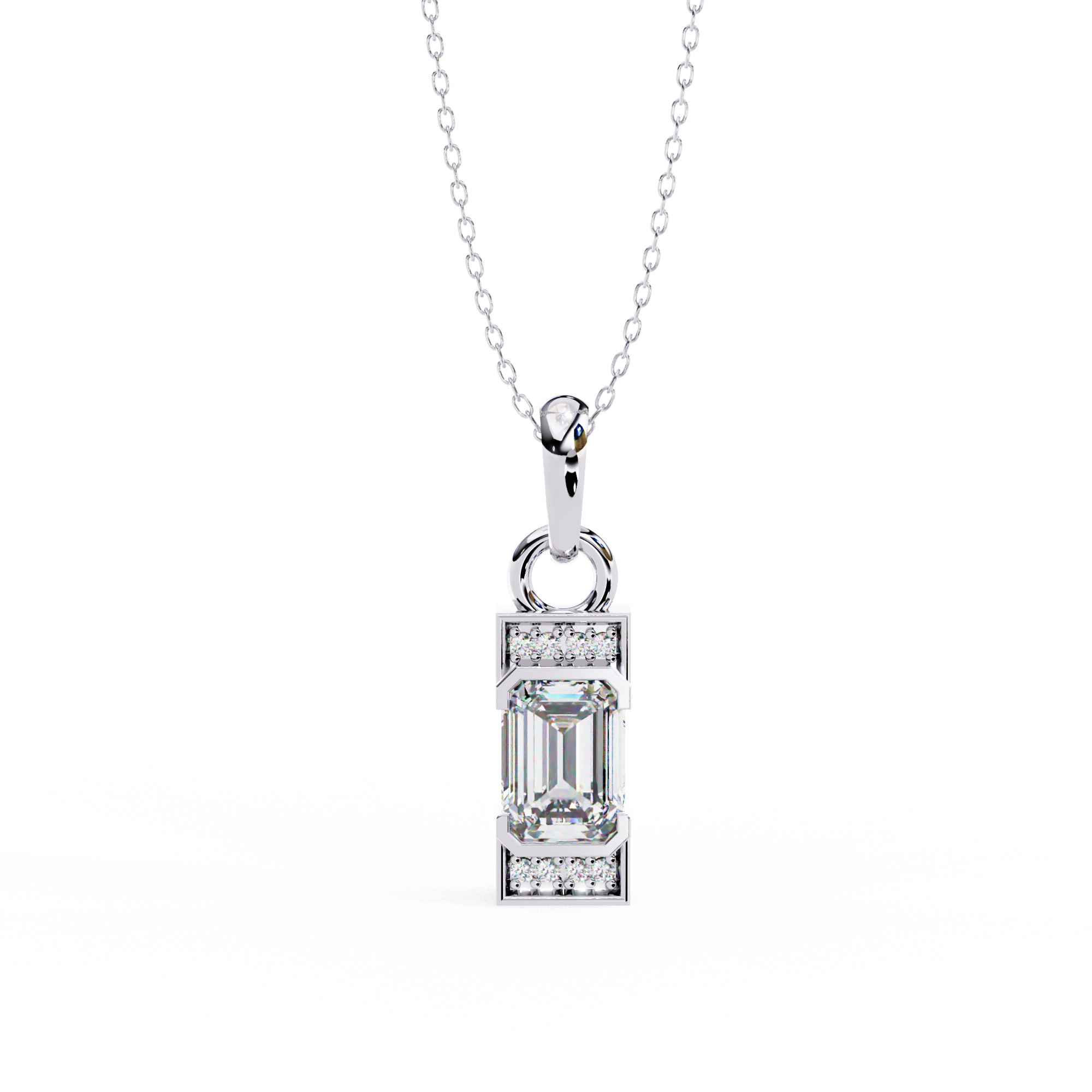 Emerald Cut Bar Accent Pendant