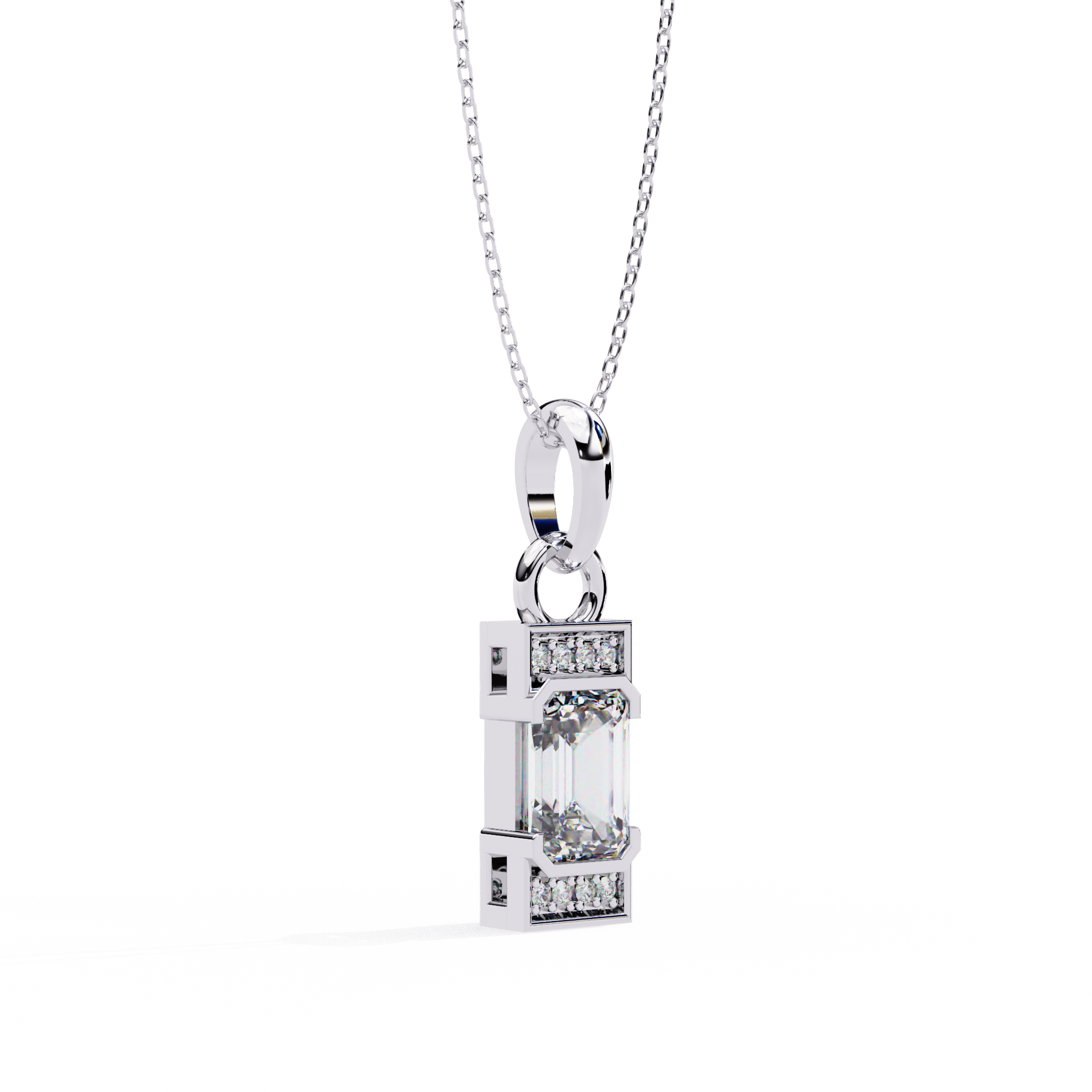 Emerald Cut Bar Accent Pendant