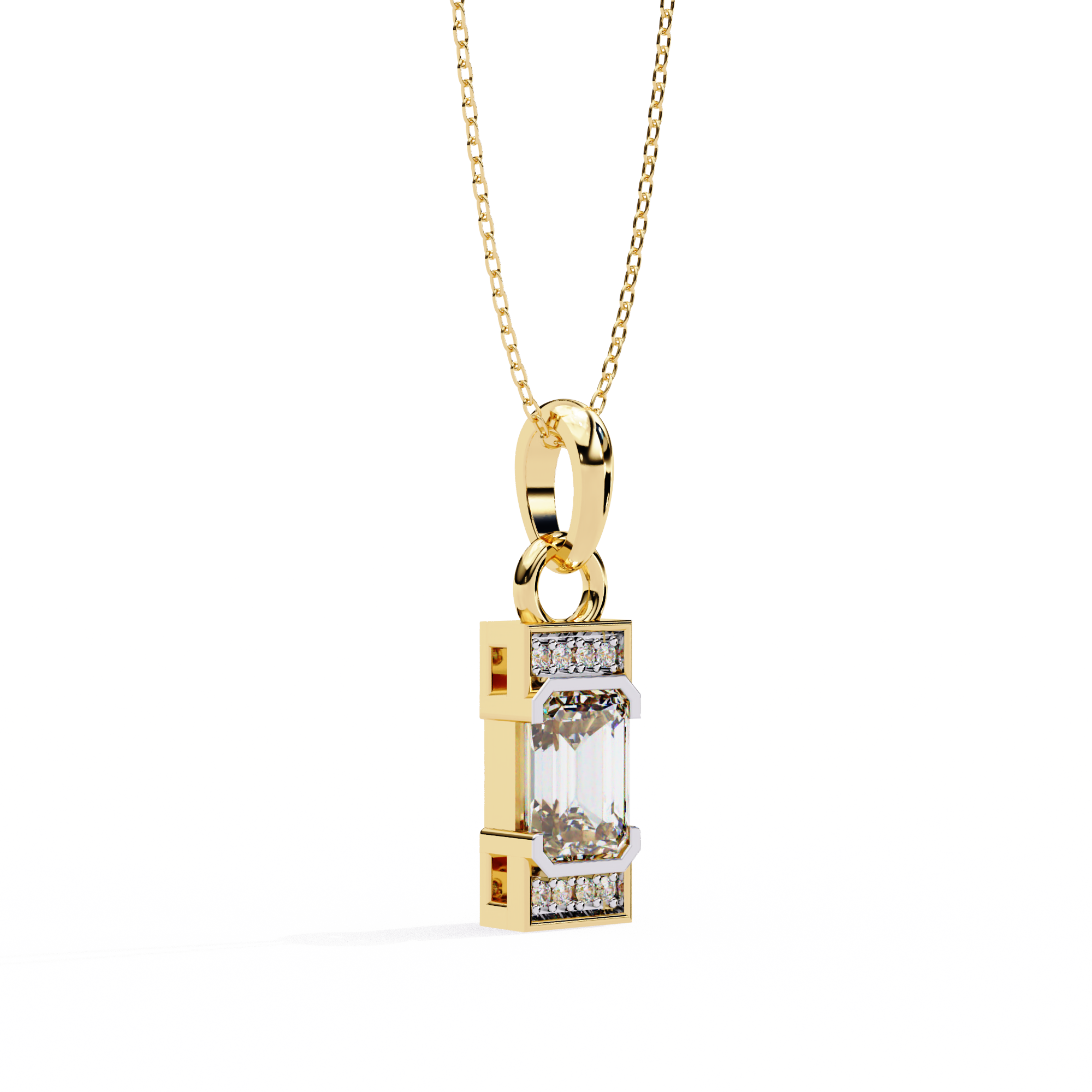 Emerald Cut Bar Accent Pendant