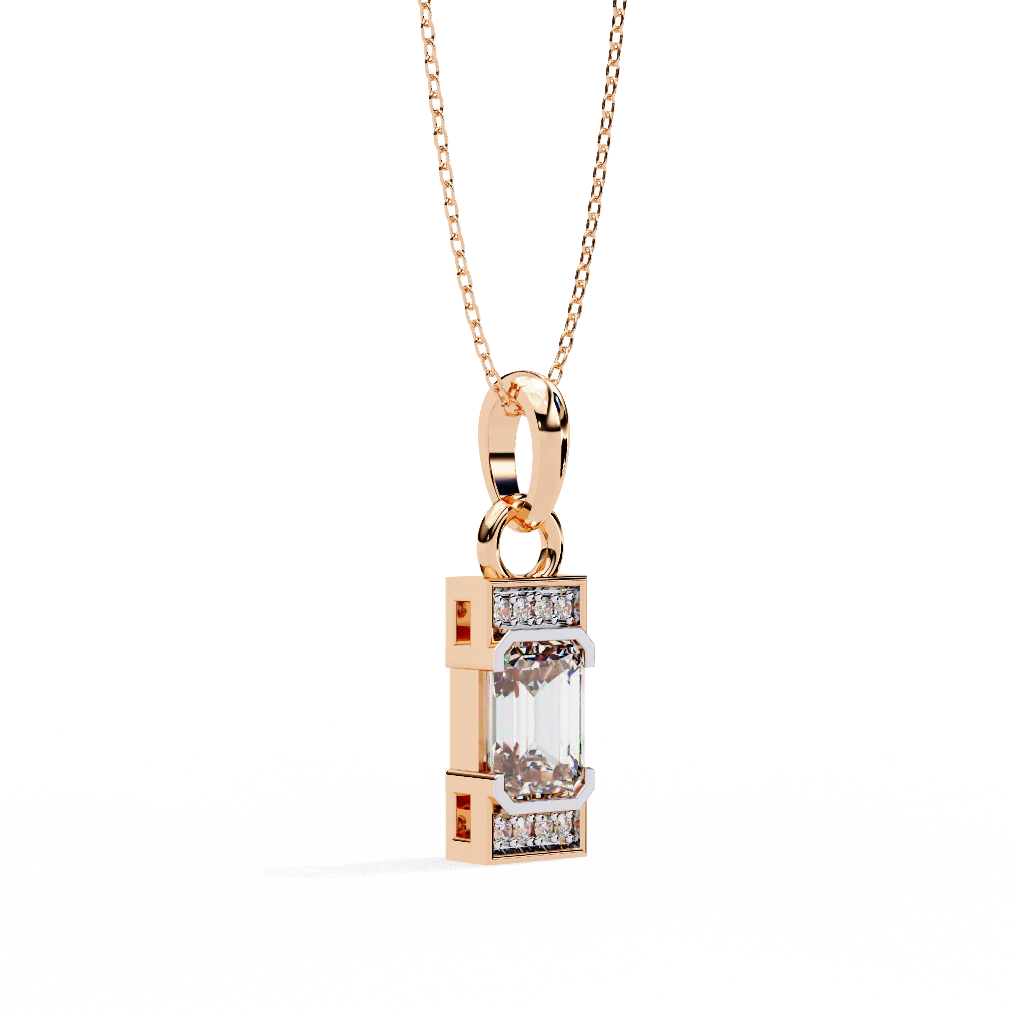 Emerald Cut Bar Accent Pendant