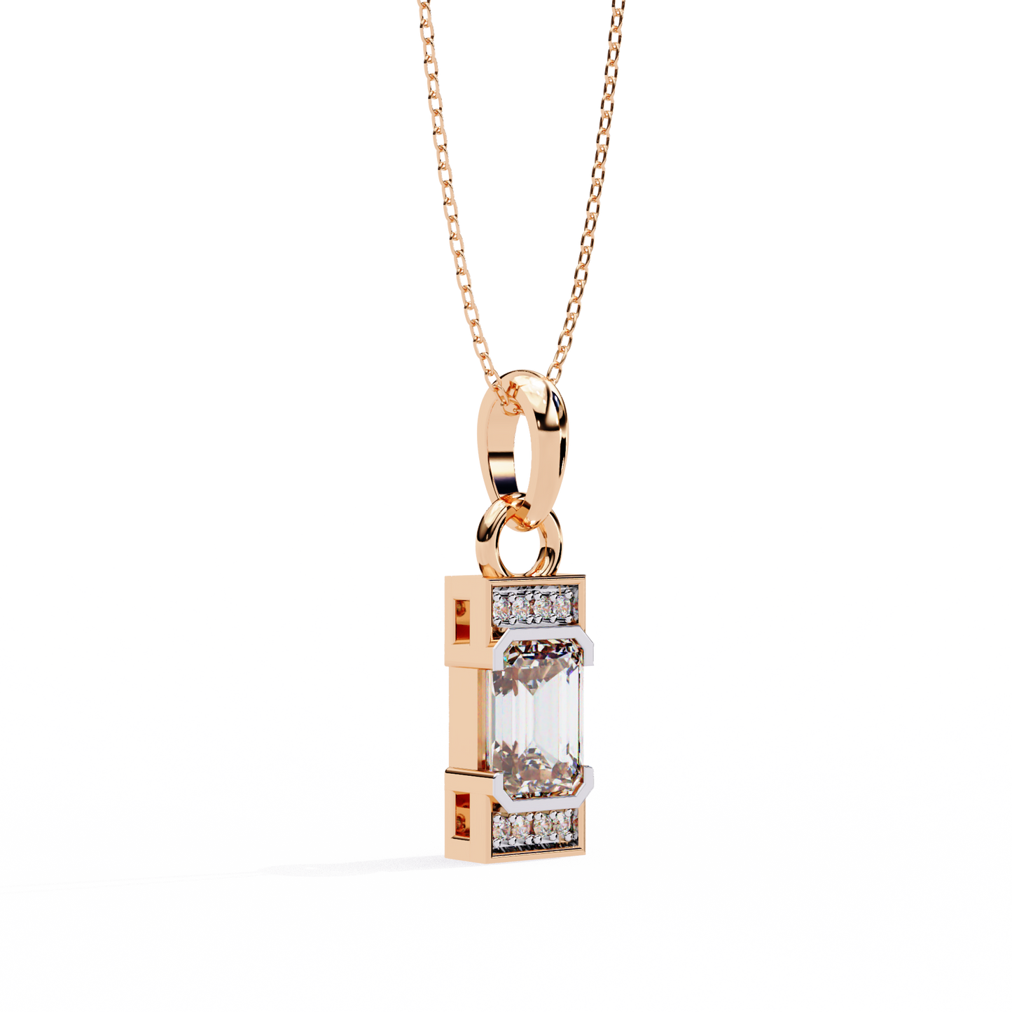 Emerald Cut Bar Accent Pendant