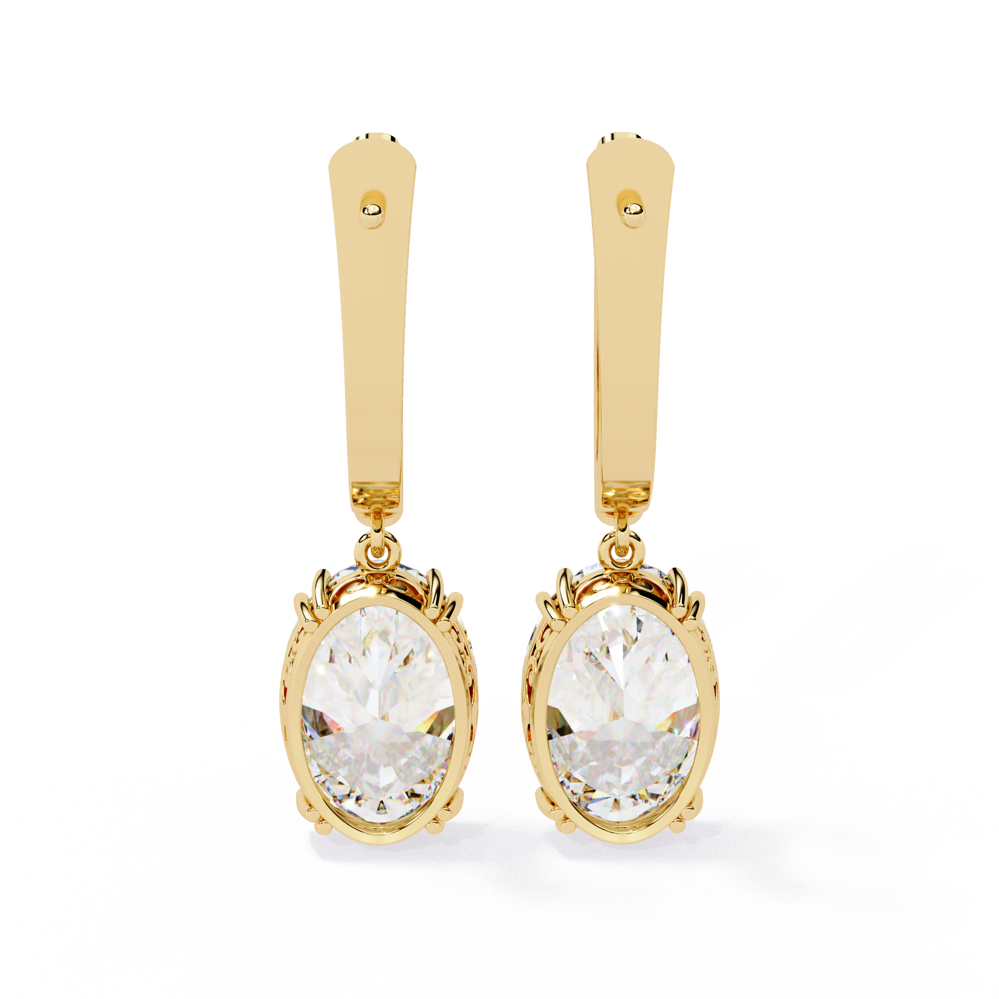 Buy Oval Solitaire Drop Earrings – Classic Elegance with Filigree