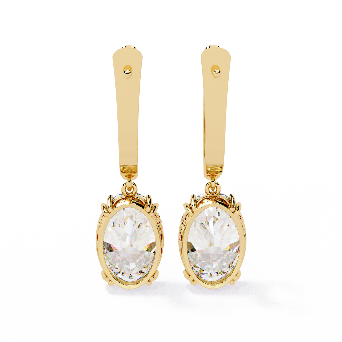 Buy Oval Solitaire Drop Earrings – Classic Elegance with Filigree