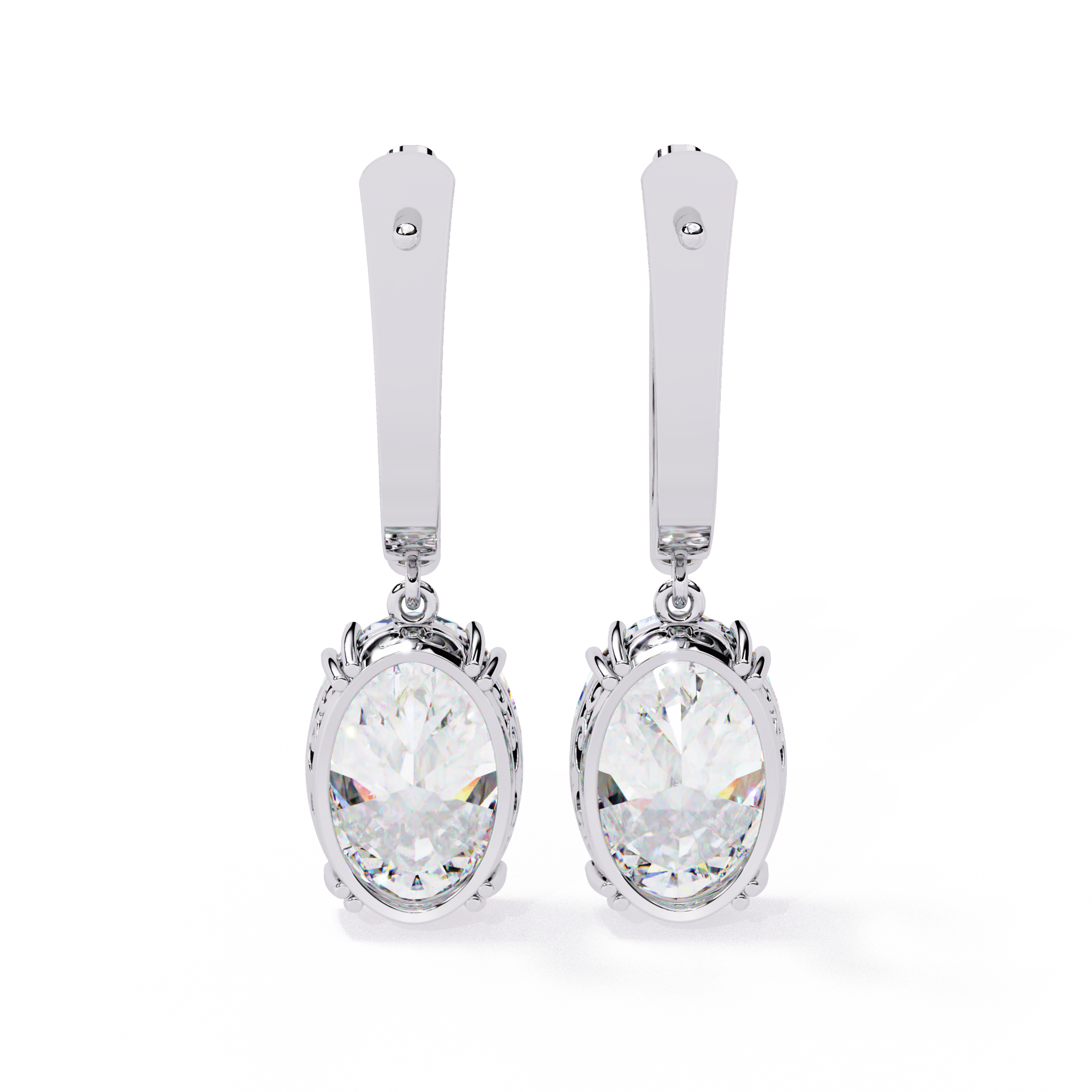 Buy Oval Solitaire Drop Earrings – Classic Elegance with Filigree
