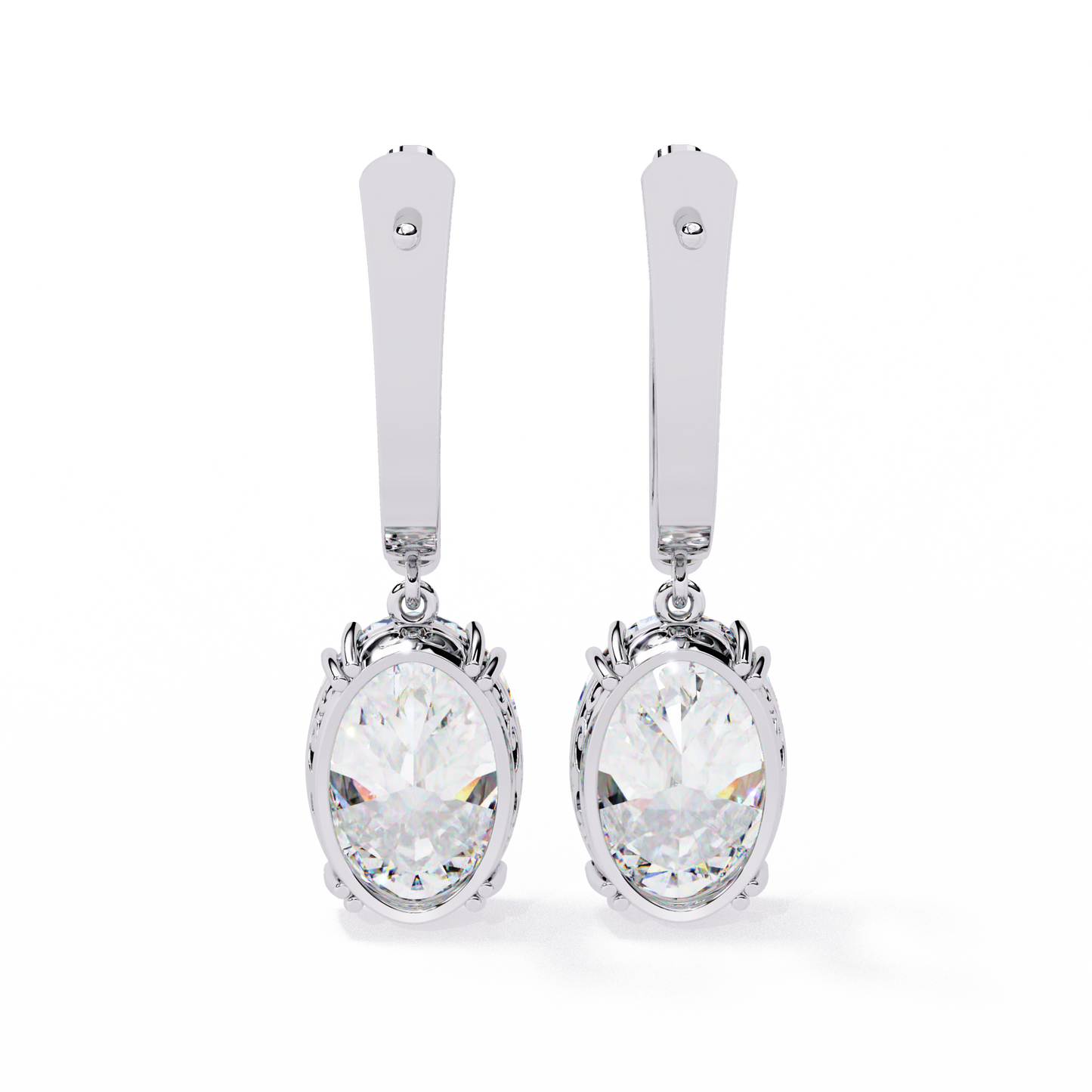 Buy Oval Solitaire Drop Earrings – Classic Elegance with Filigree