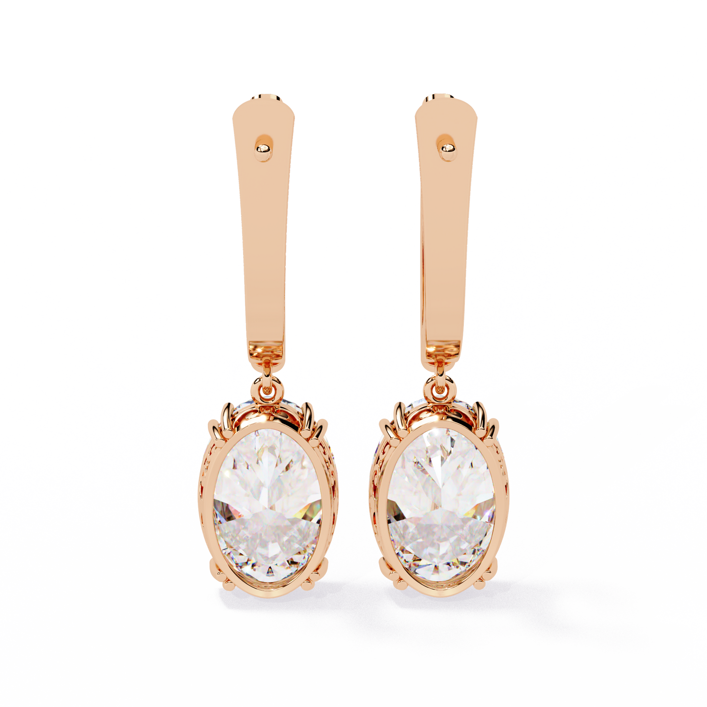 Buy Oval Solitaire Drop Earrings – Classic Elegance with Filigree