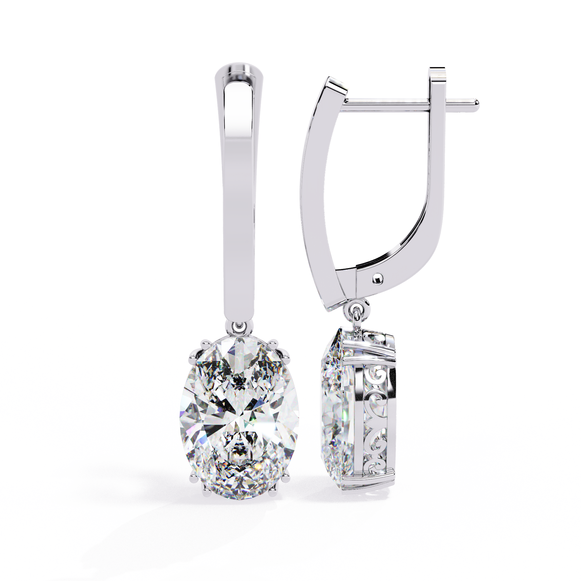 Buy Oval Solitaire Drop Earrings – Classic Elegance with Filigree