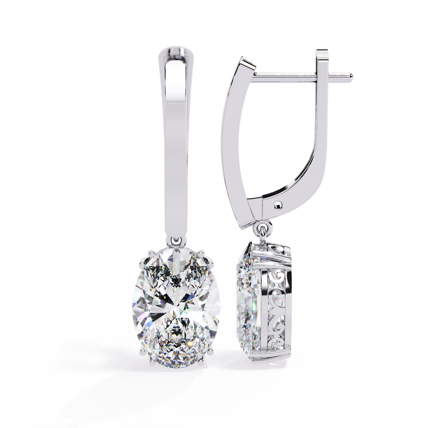 Buy Oval Solitaire Drop Earrings – Classic Elegance with Filigree