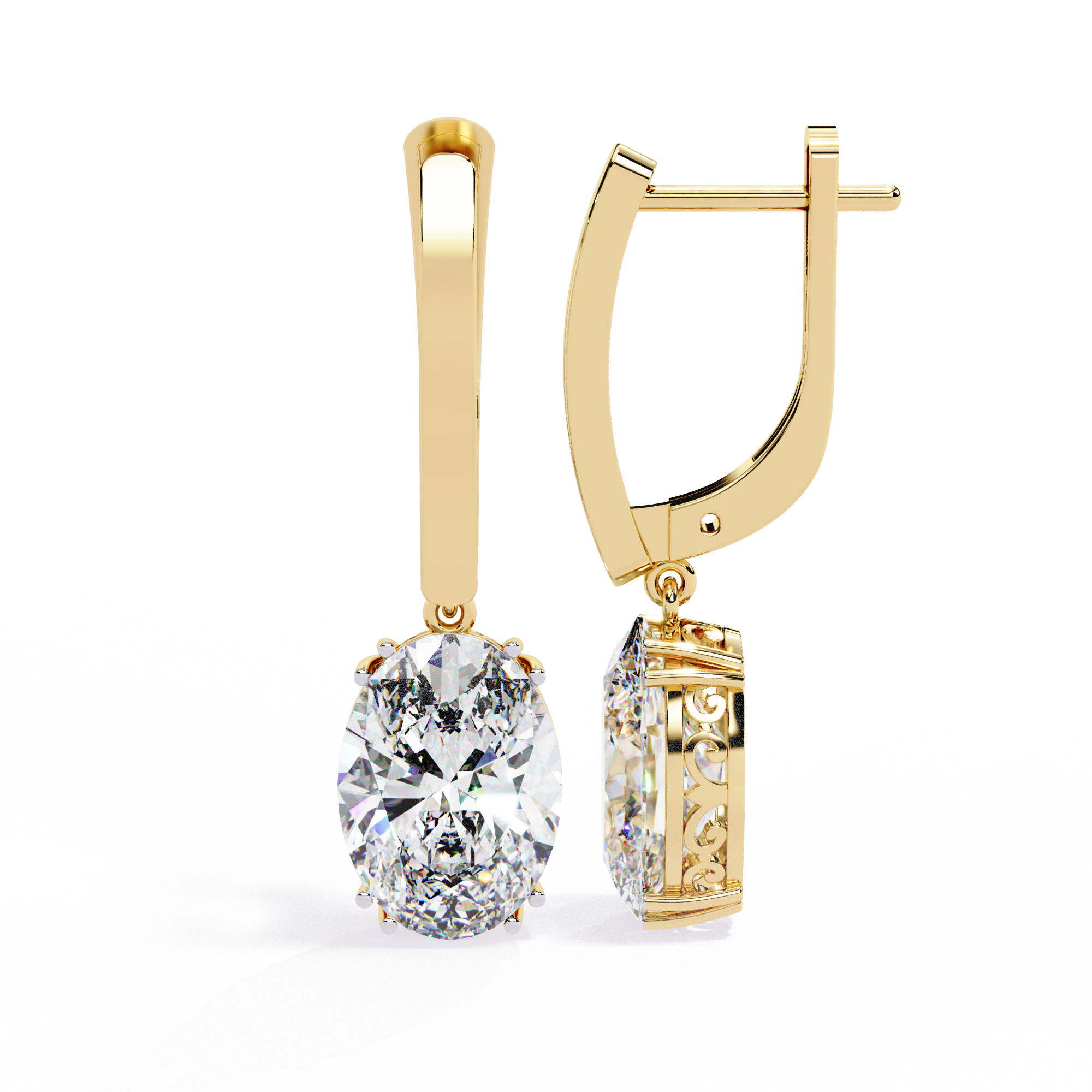 Buy Oval Solitaire Drop Earrings – Classic Elegance with Filigree