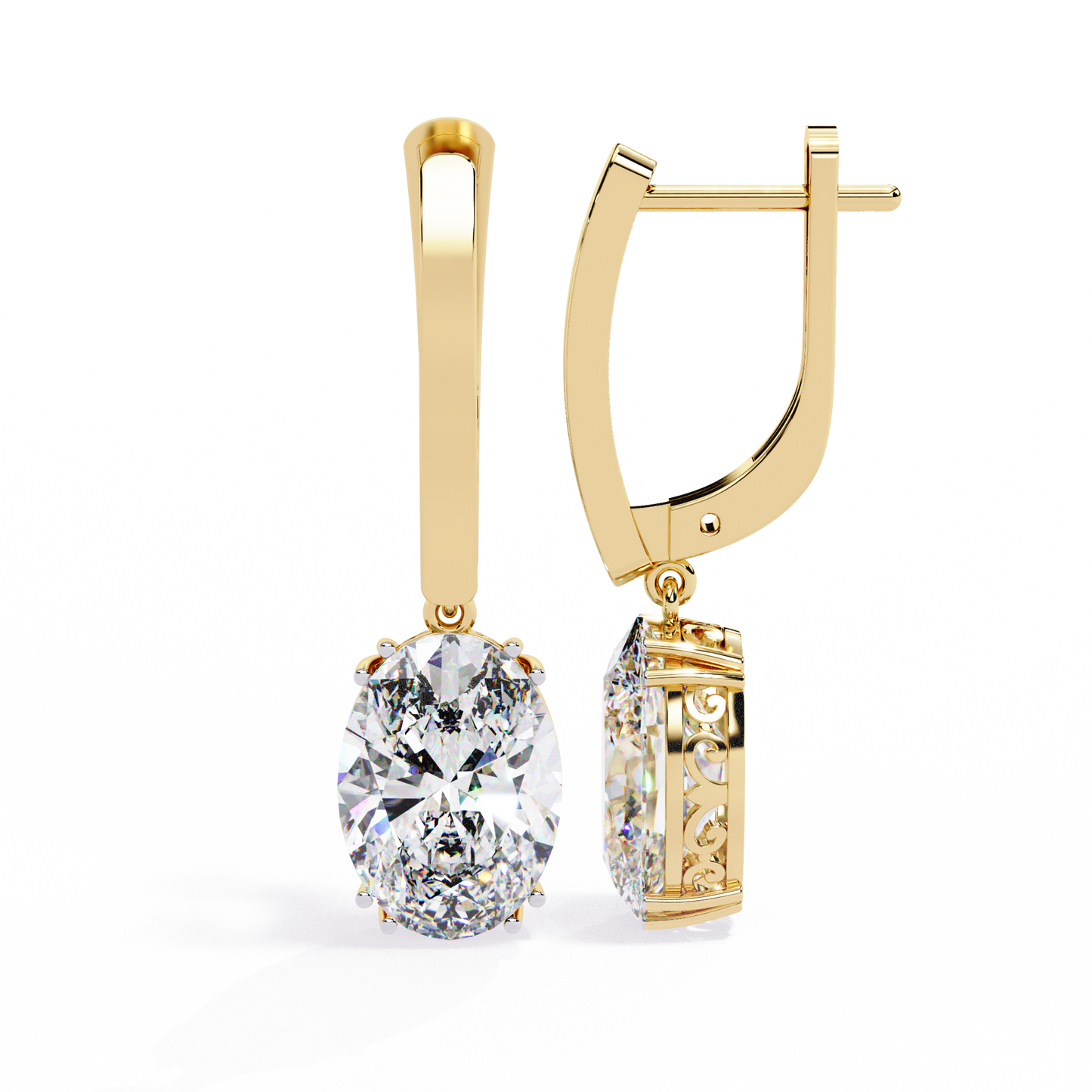 Buy Oval Solitaire Drop Earrings – Classic Elegance with Filigree