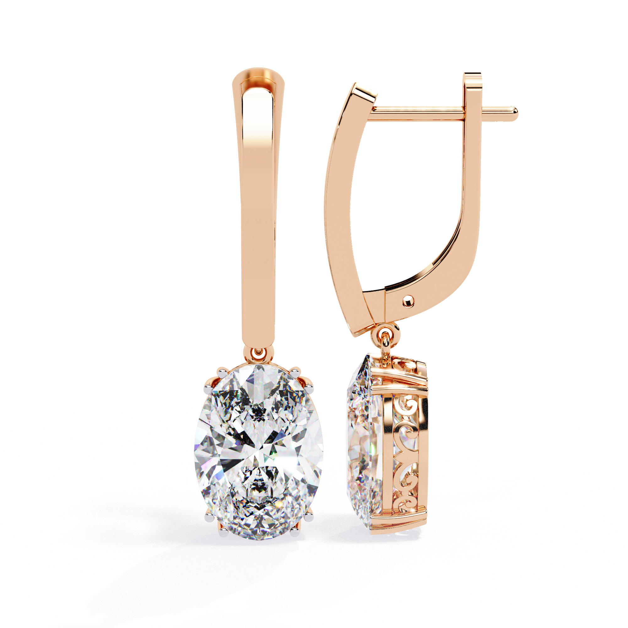 Buy Oval Solitaire Drop Earrings – Classic Elegance with Filigree