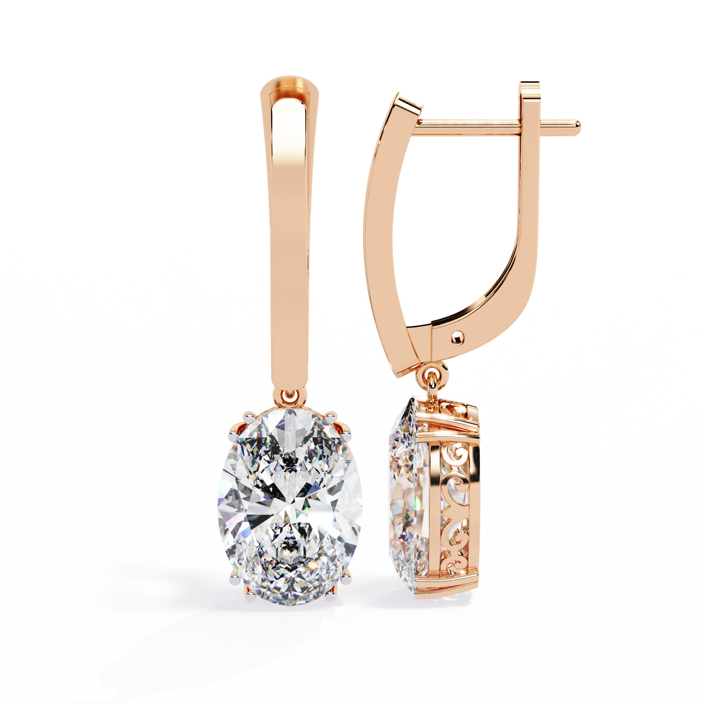 Buy Oval Solitaire Drop Earrings – Classic Elegance with Filigree