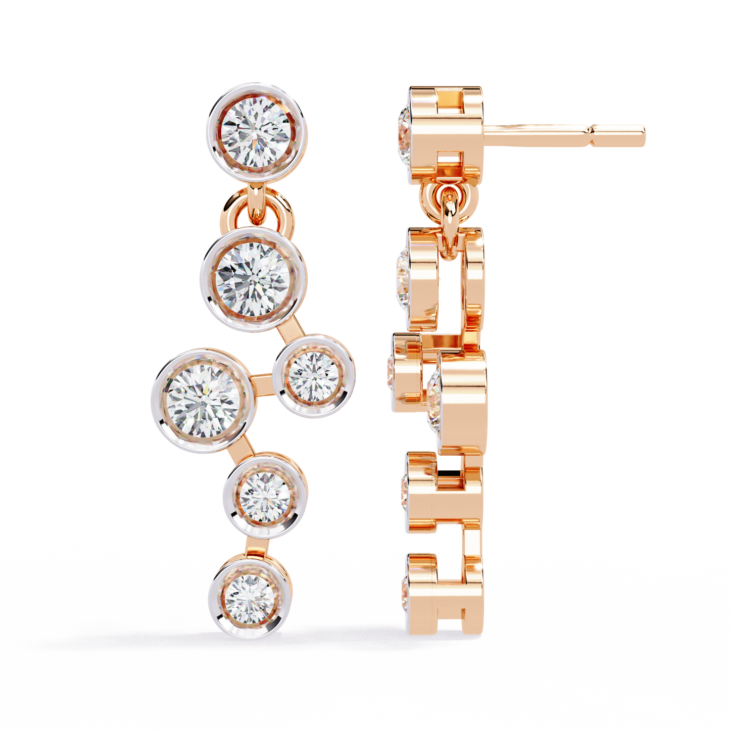 Celestial Cascading Round Lab Grown Diamond Drop Earrings