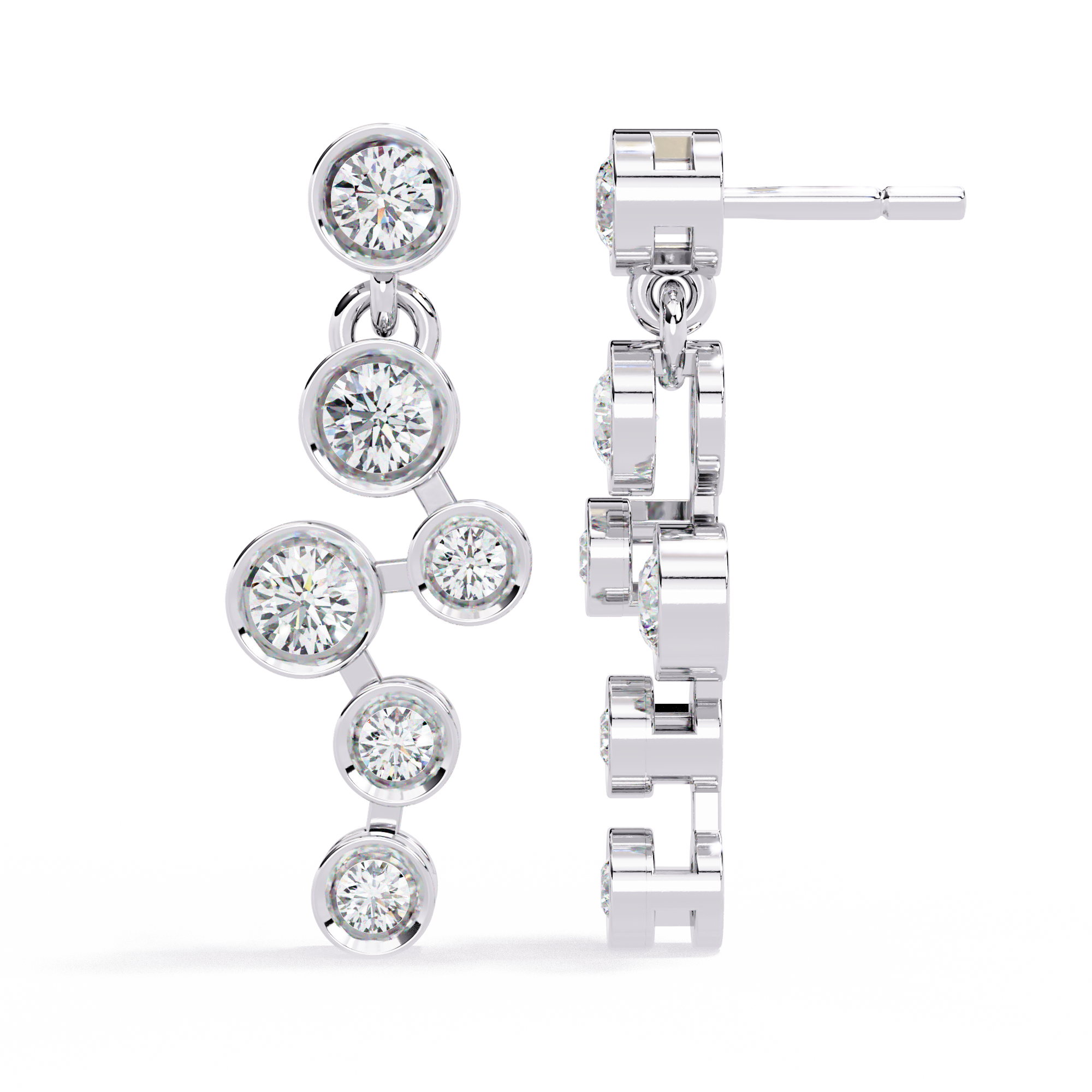 Celestial Cascading Round Lab Grown Diamond Drop Earrings
