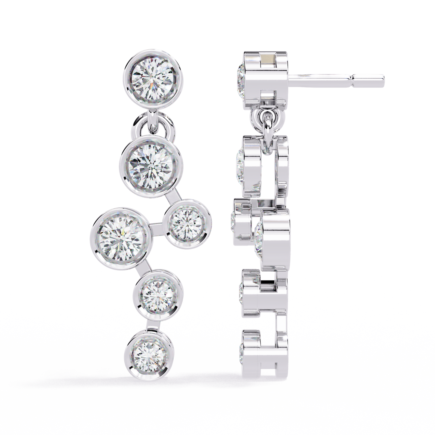 Celestial Cascading Round Lab Grown Diamond Drop Earrings