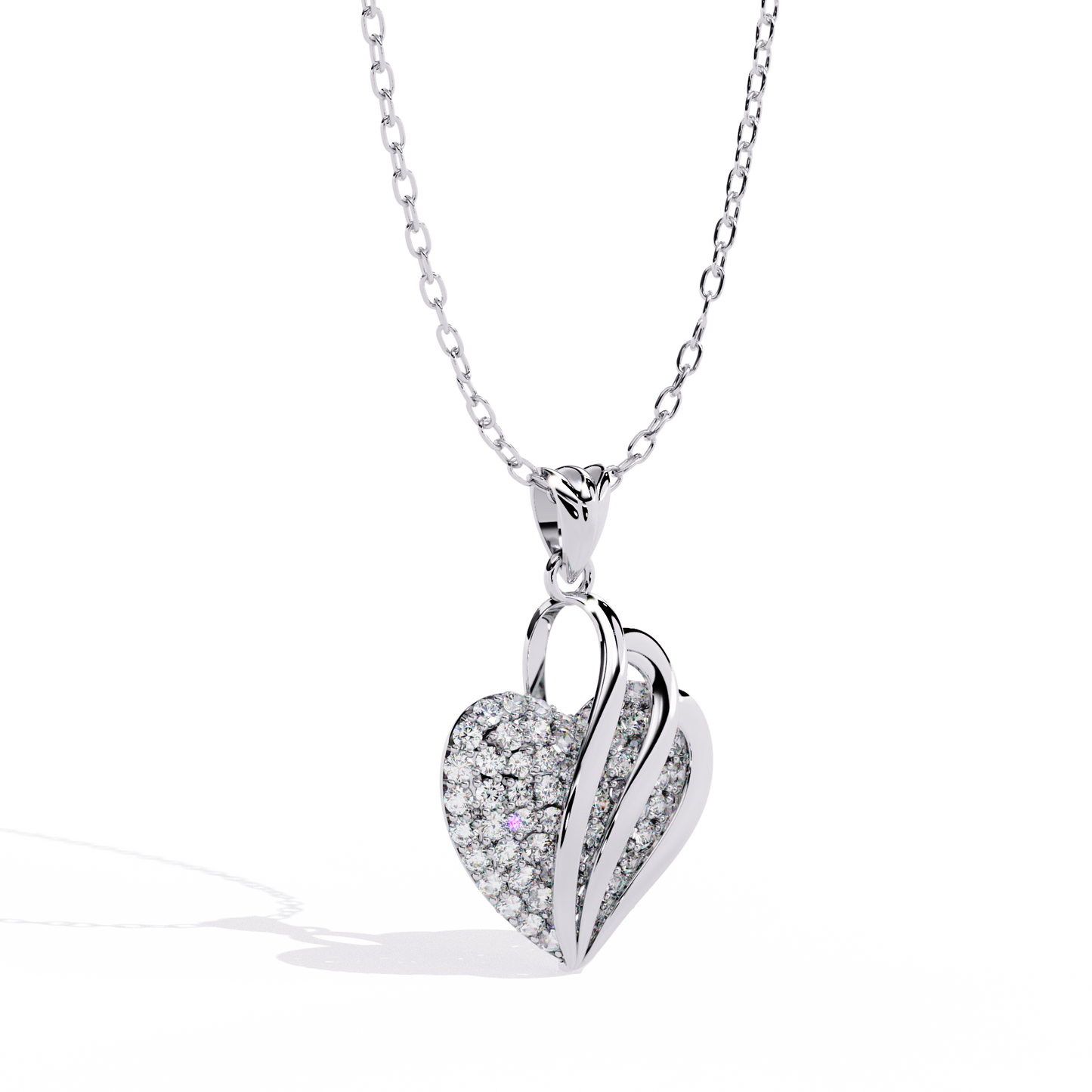 Double Heart Pendant with Lab-Grown Diamonds | Romantic Love Necklace for Her
