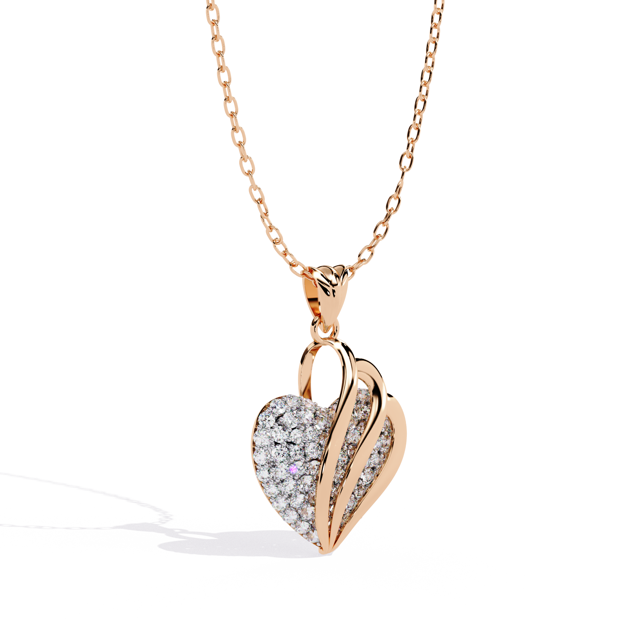 Double Heart Pendant with Lab-Grown Diamonds | Romantic Love Necklace for Her