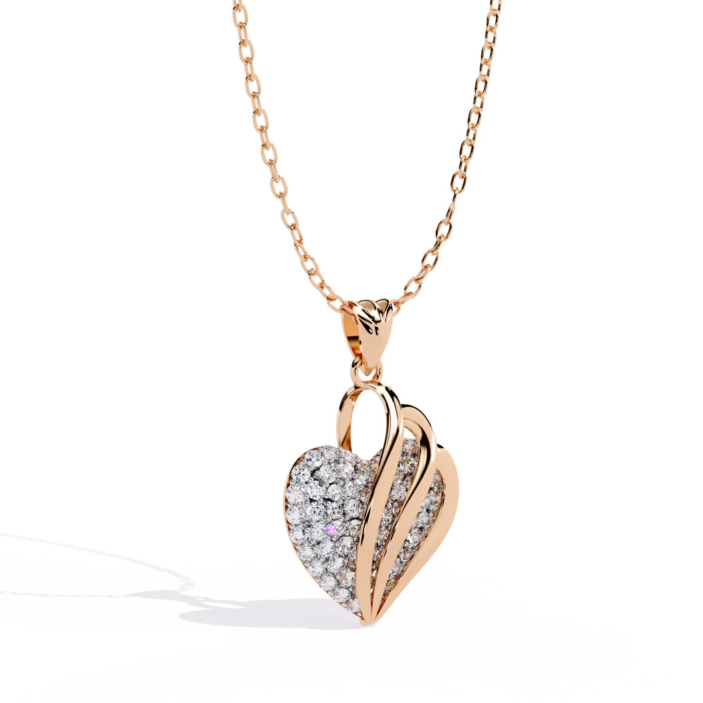 Double Heart Pendant with Lab-Grown Diamonds | Romantic Love Necklace for Her