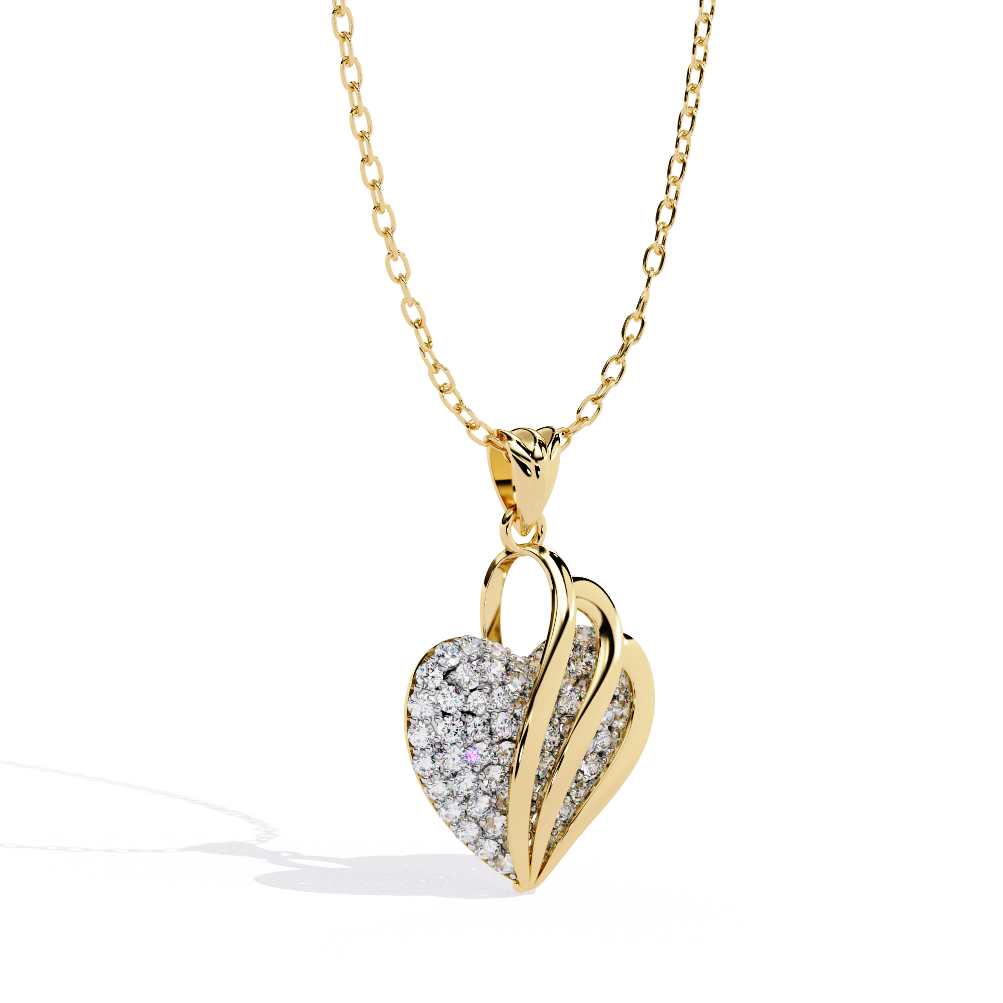 Double Heart Pendant with Lab-Grown Diamonds | Romantic Love Necklace for Her