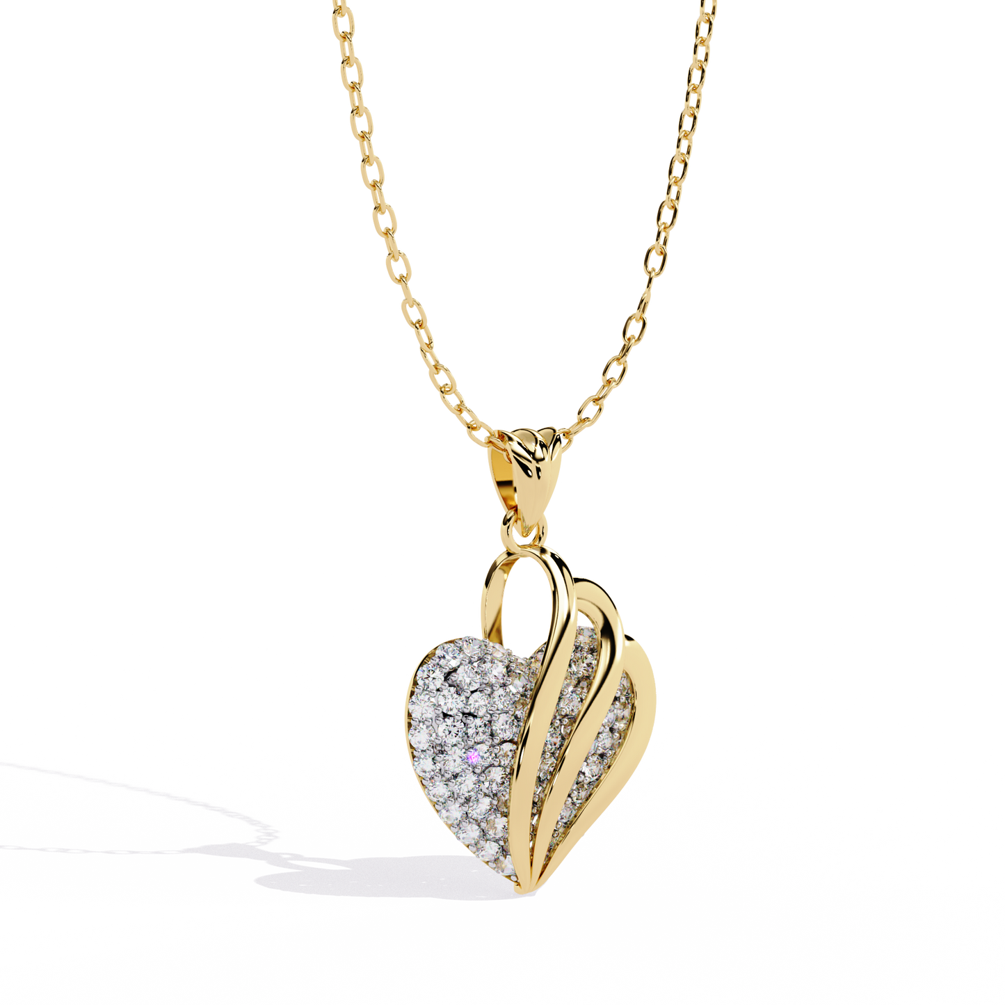 Double Heart Pendant with Lab-Grown Diamonds | Romantic Love Necklace for Her