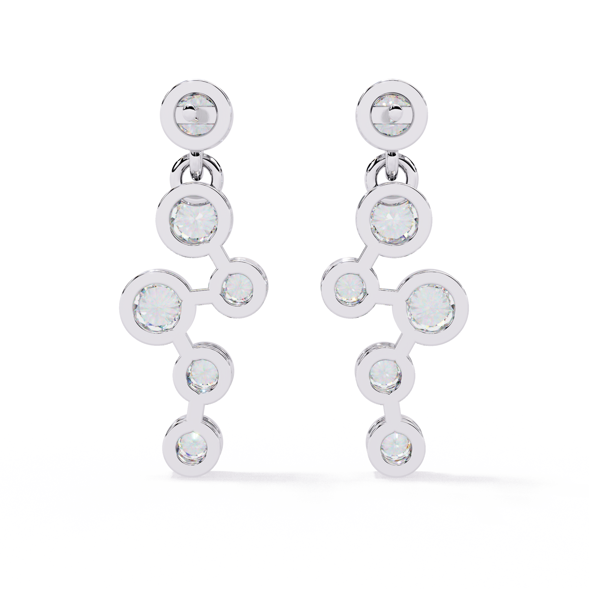 Celestial Cascading Round Lab Grown Diamond Drop Earrings