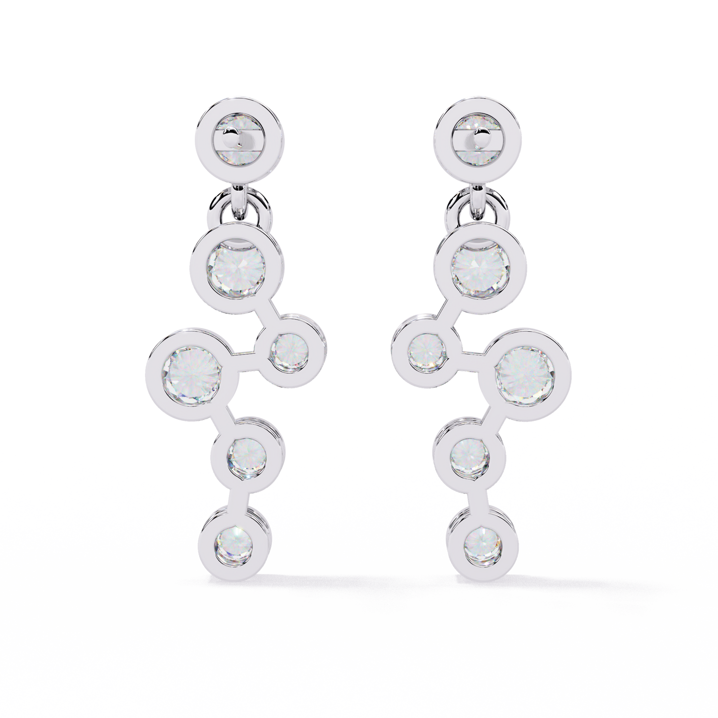 Celestial Cascading Round Lab Grown Diamond Drop Earrings