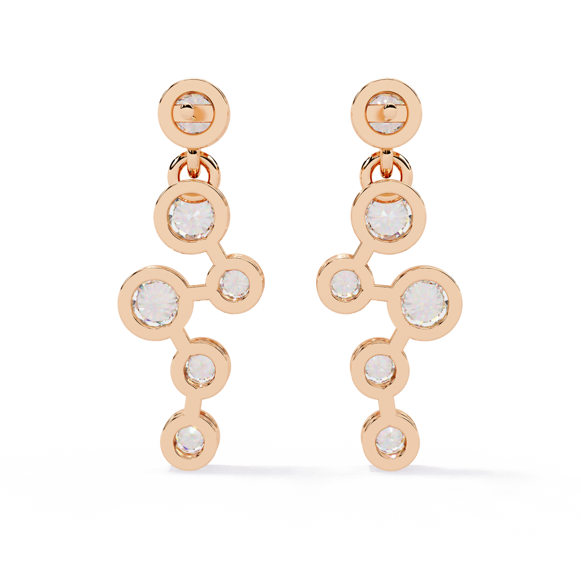 Celestial Cascading Round Lab Grown Diamond Drop Earrings