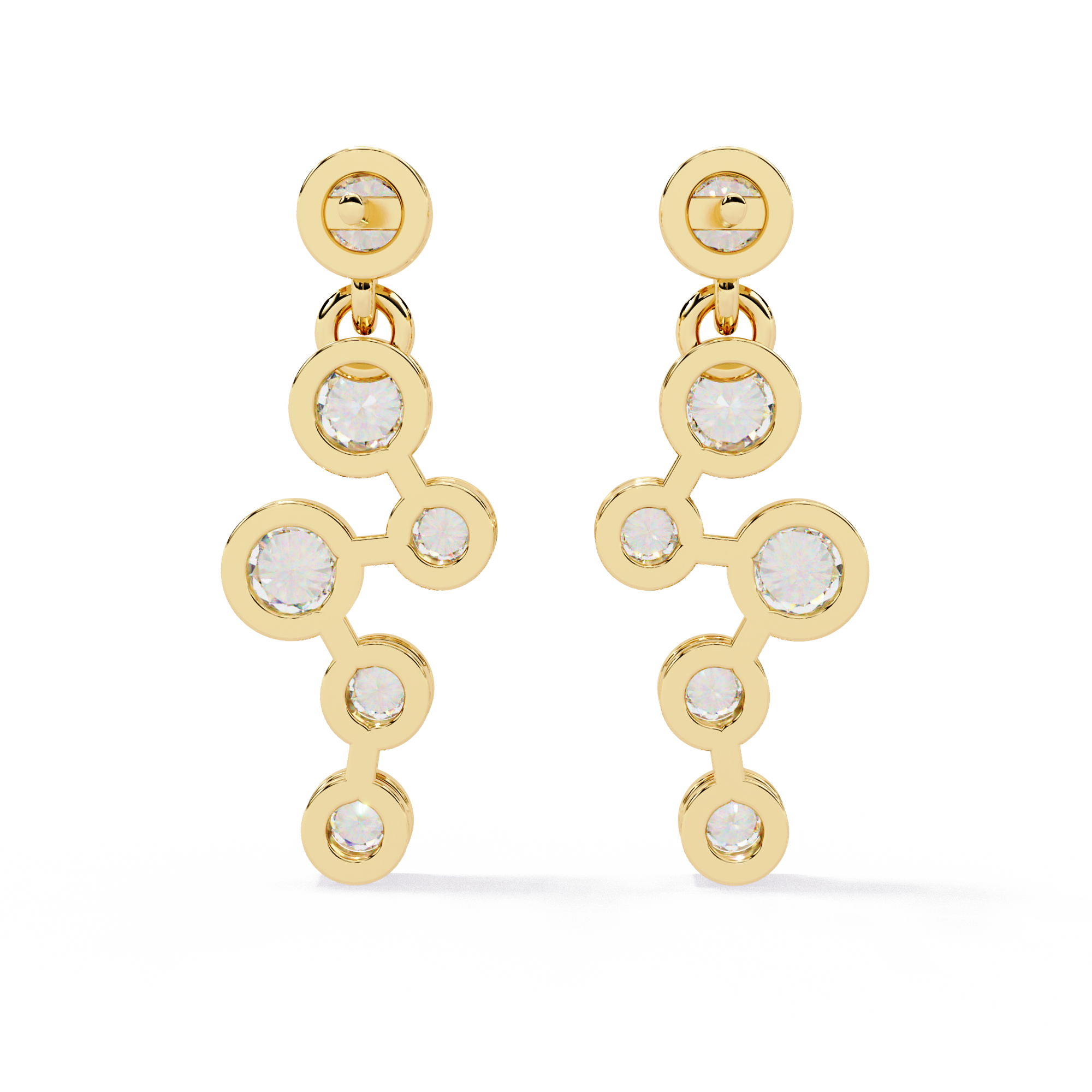 Celestial Cascading Round Lab Grown Diamond Drop Earrings