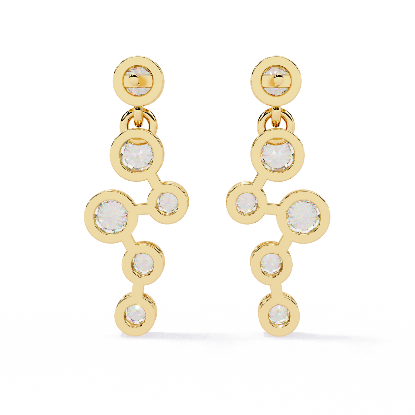 Celestial Cascading Round Lab Grown Diamond Drop Earrings