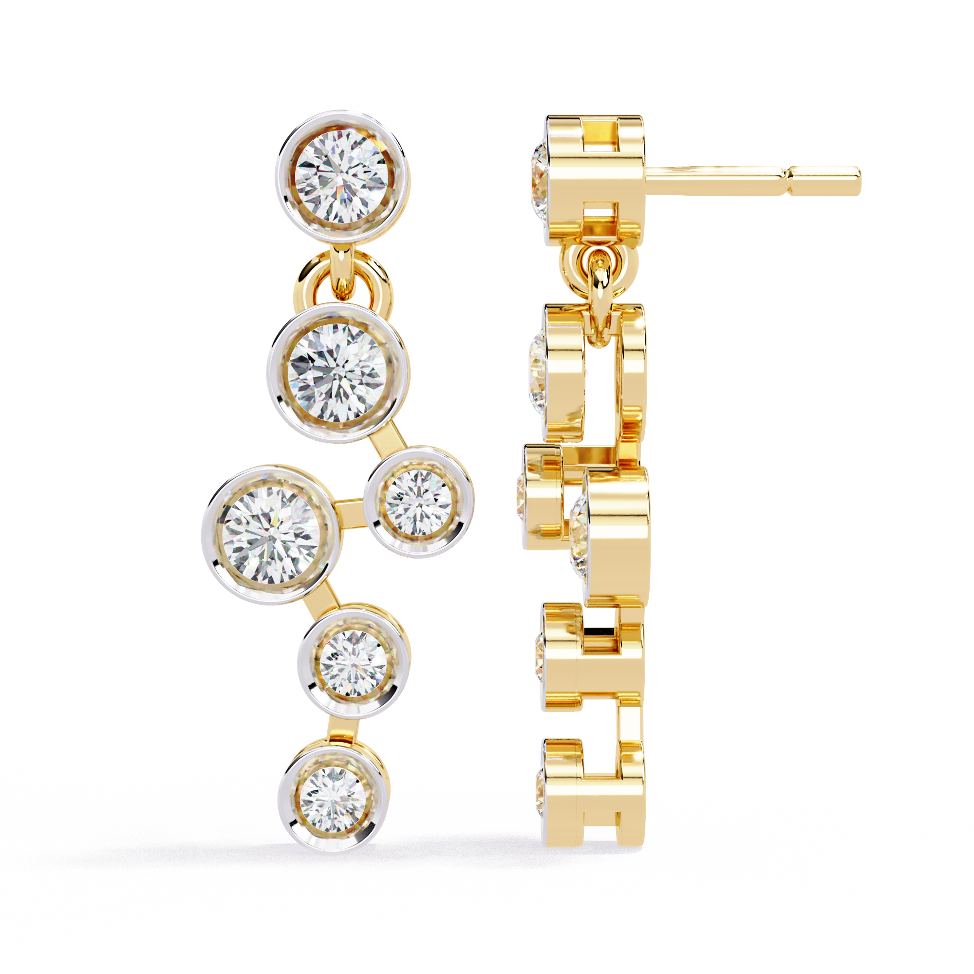 Celestial Cascading Round Lab Grown Diamond Drop Earrings
