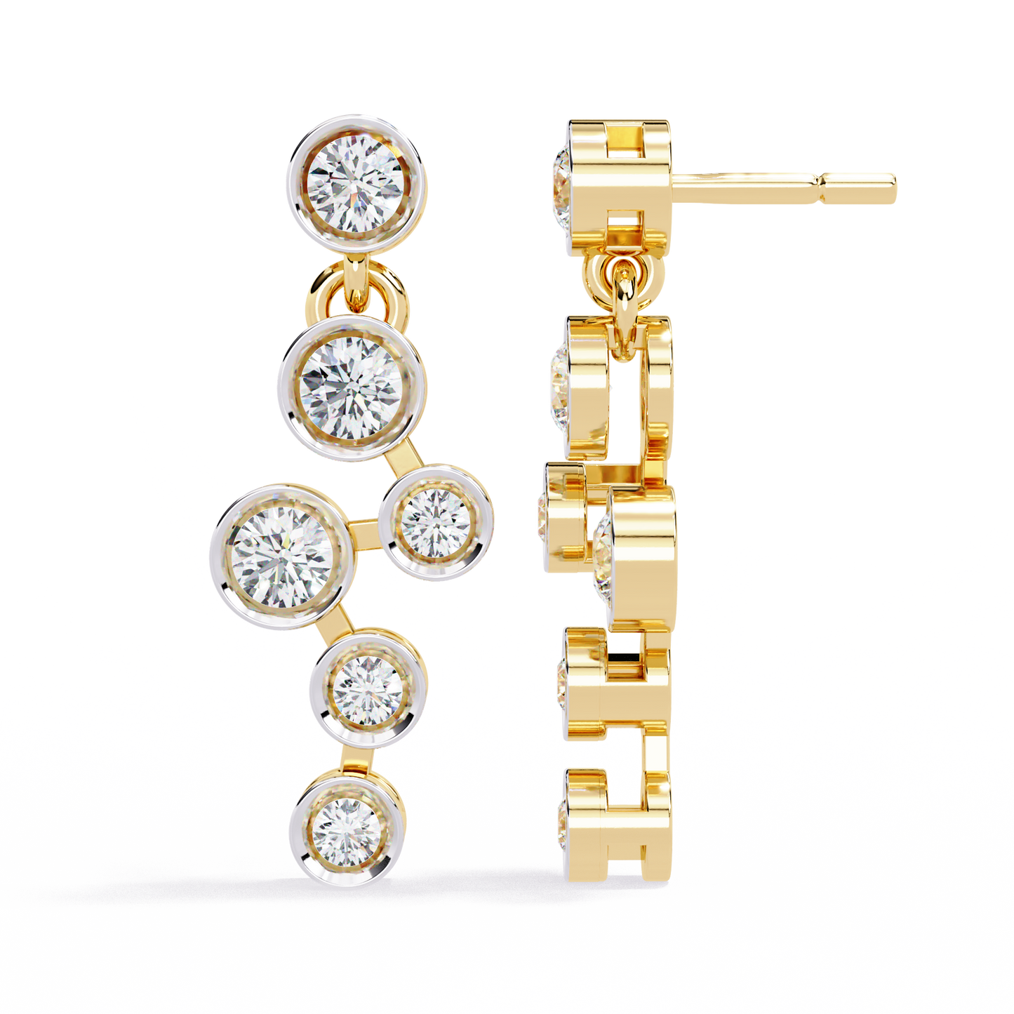 Celestial Cascading Round Lab Grown Diamond Drop Earrings
