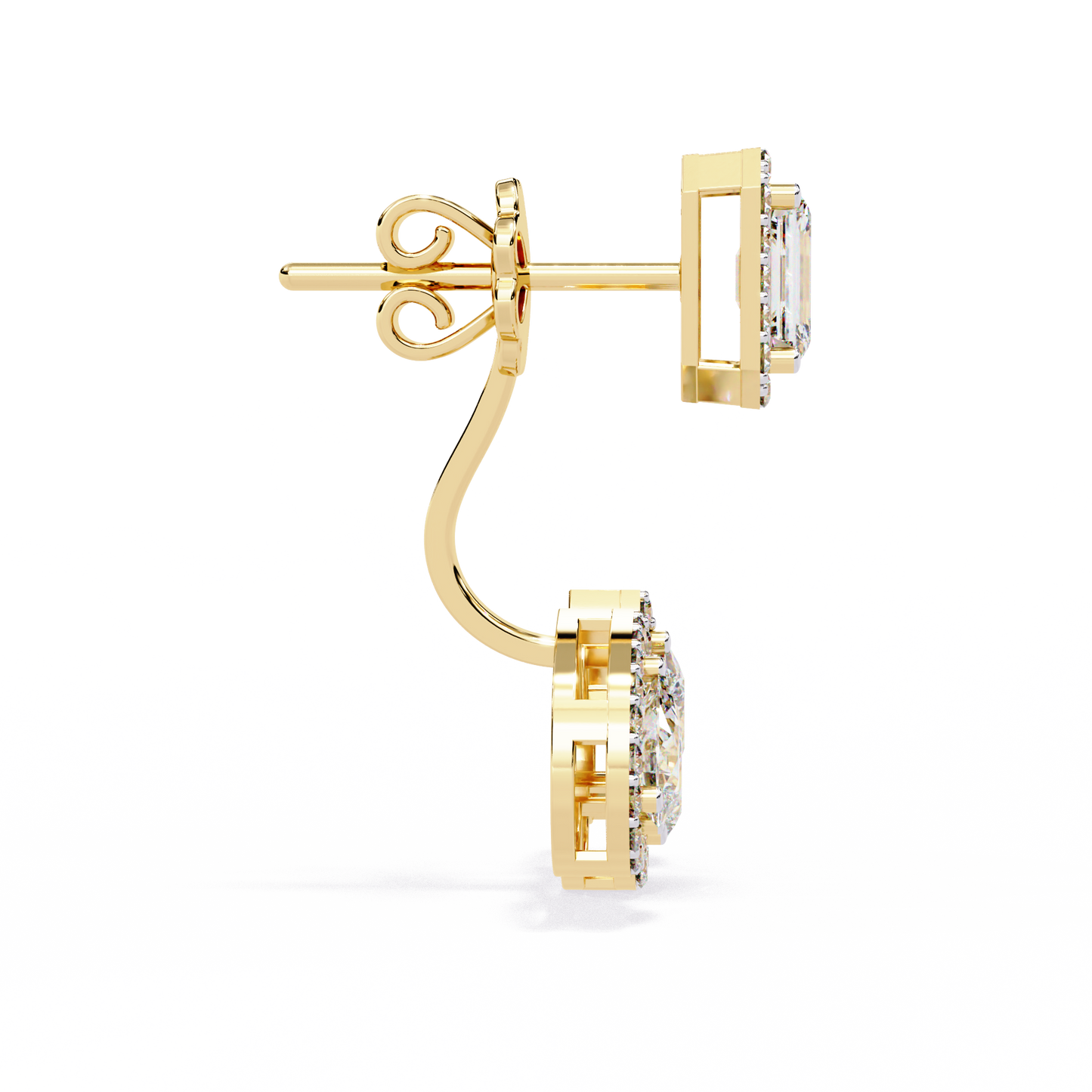 Diamond Studs Earrings | Luxury Pear Cut & Emerald Cut