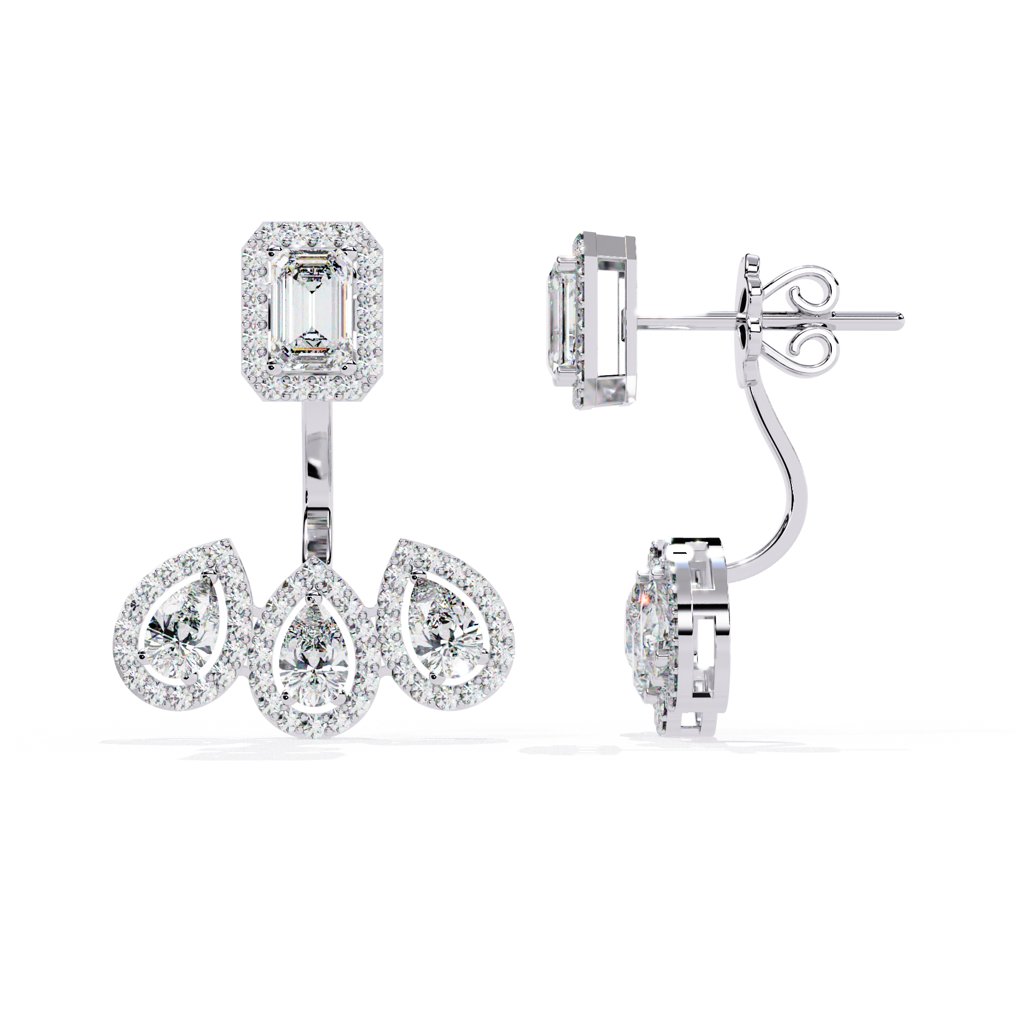 Diamond Studs Earrings | Luxury Pear Cut & Emerald Cut