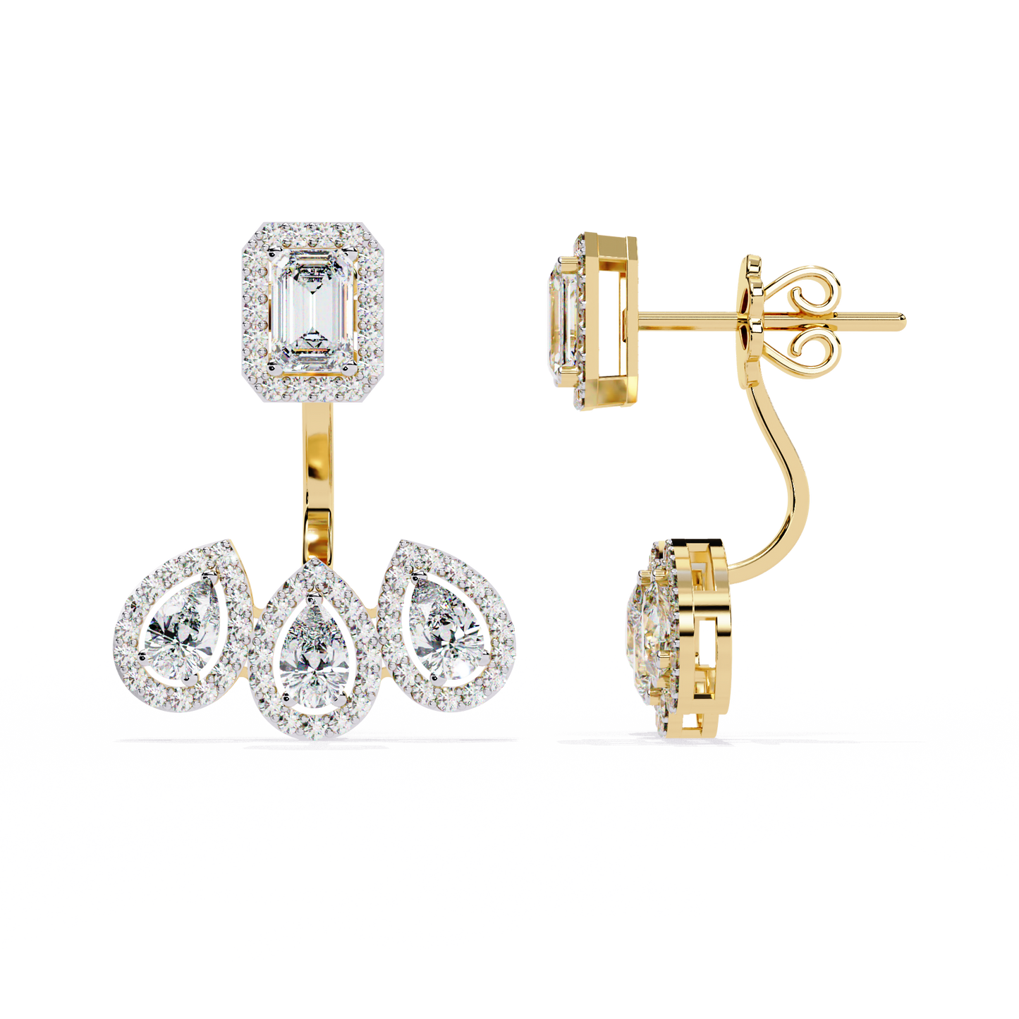 Diamond Studs Earrings | Luxury Pear Cut & Emerald Cut