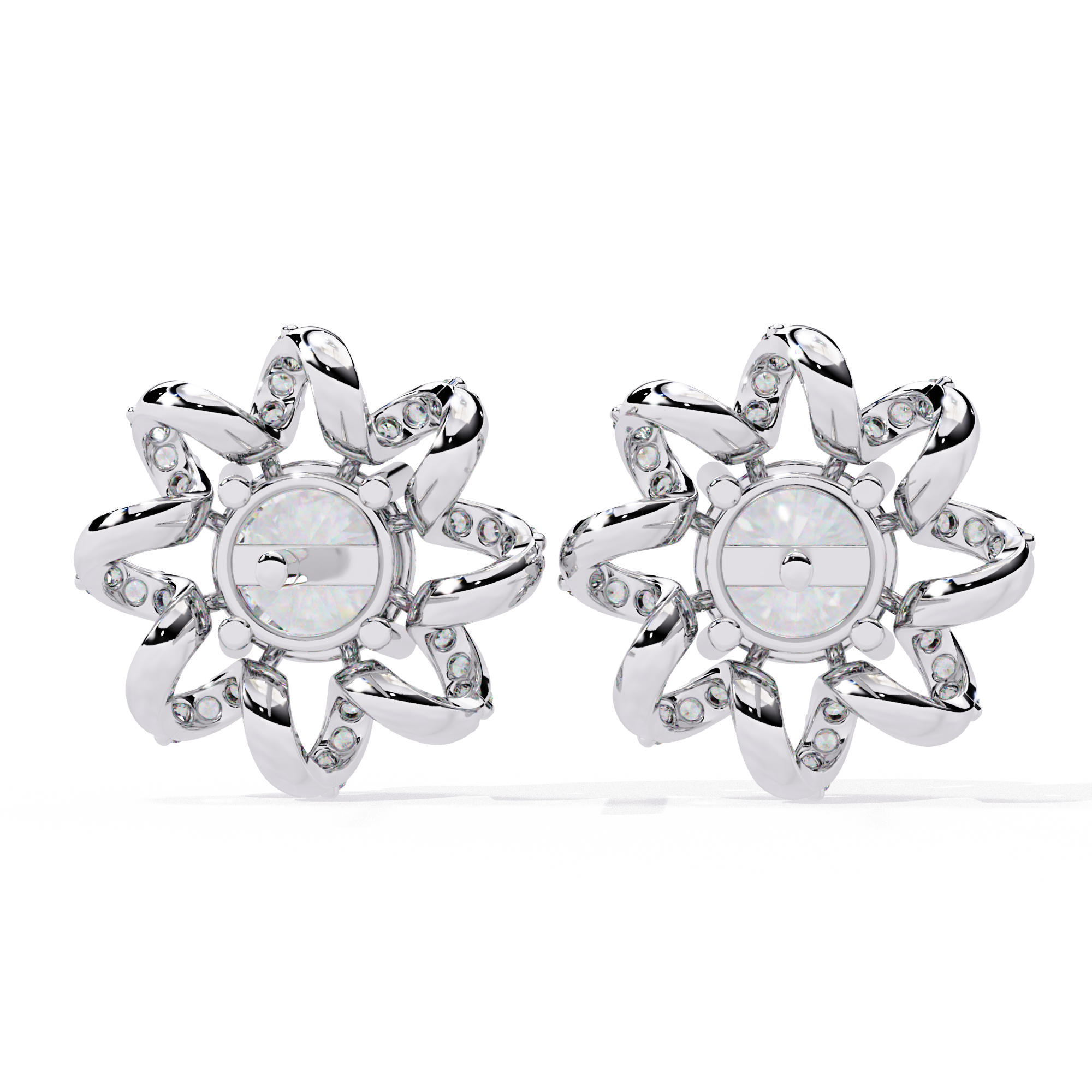 Elegant Floral Lab Grown Diamond Stud Earrings | 14K Rose Gold Flower Earrings