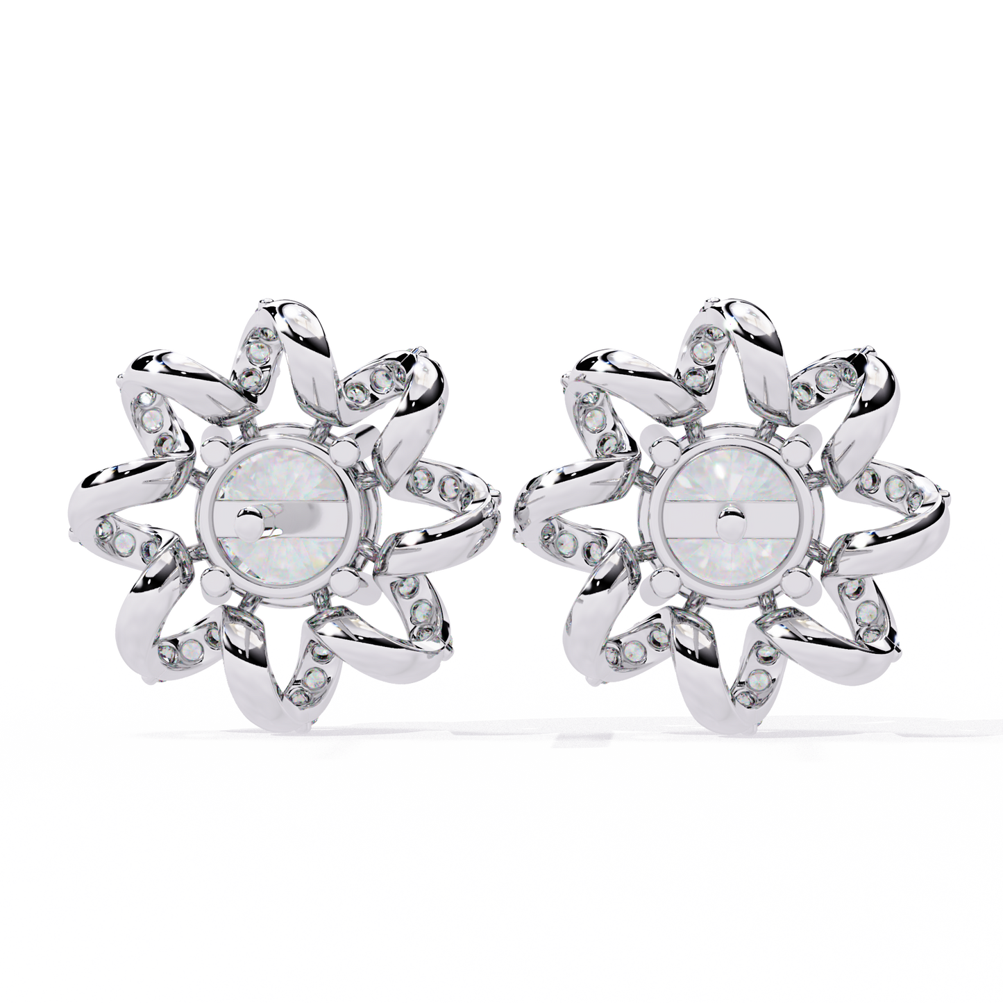Elegant Floral Lab Grown Diamond Stud Earrings | 14K Rose Gold Flower Earrings